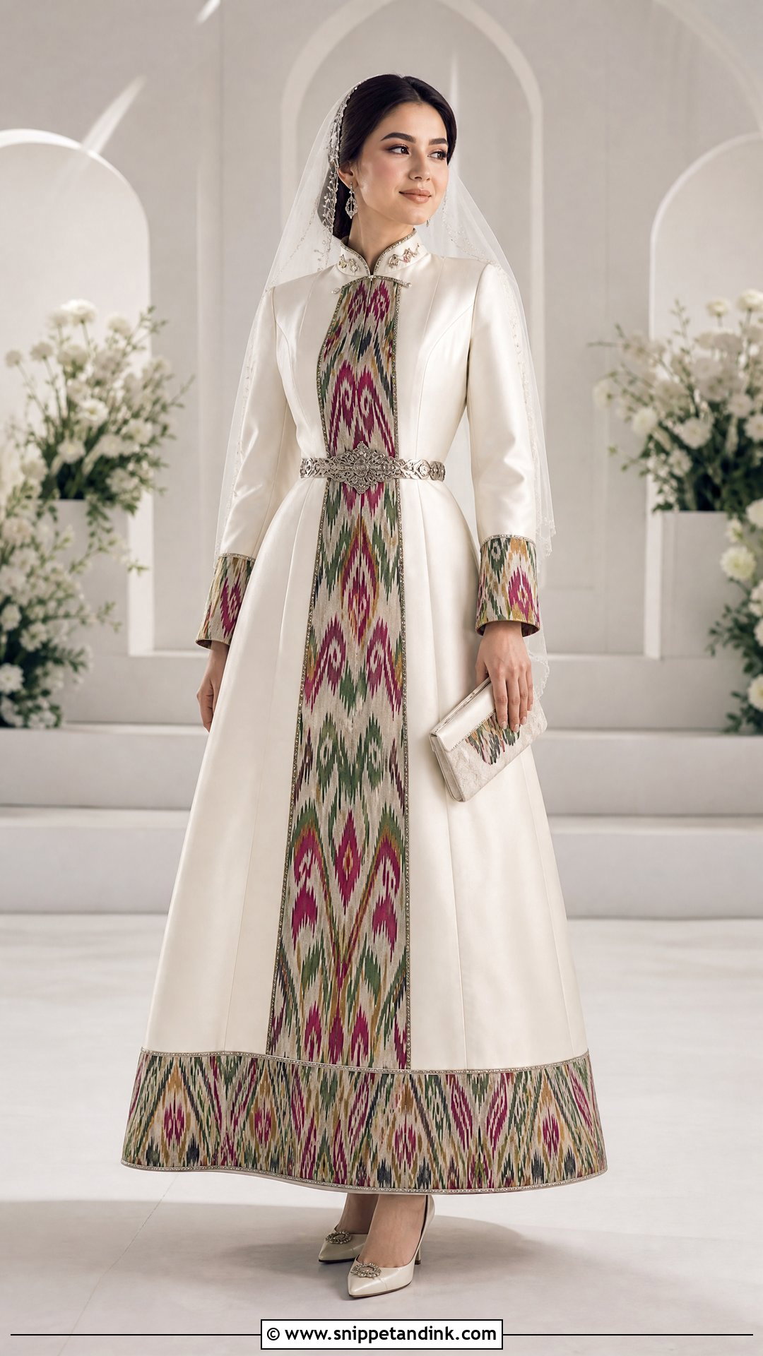 Ivory Uzbek Wedding Dress With Atlas Panels - Snippet and Ink - 20 Uzbek Wedding Dress Ideas