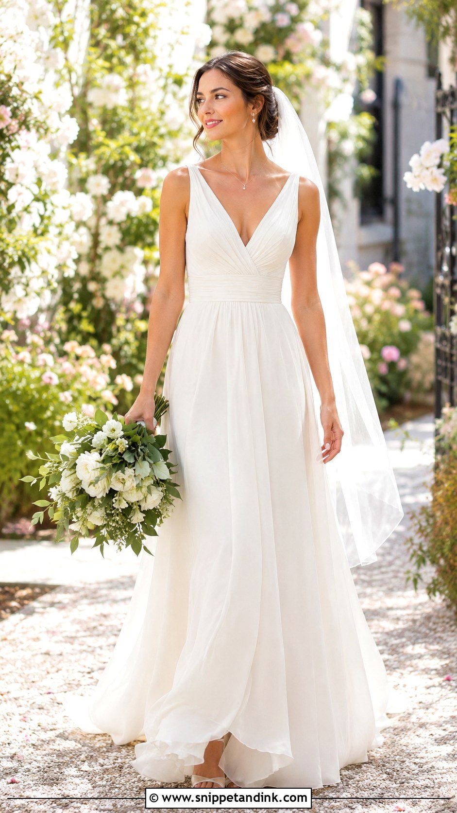 Ivory V Neck Wedding Dress - Snippet and Ink - 20 Ivory Wedding Dresses