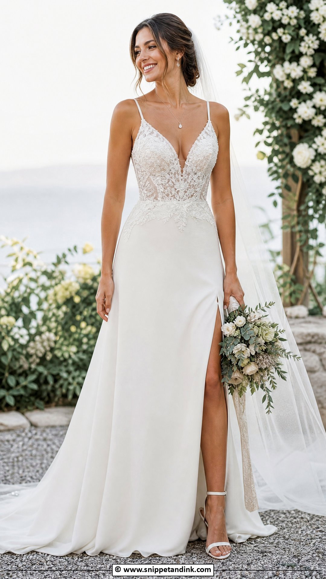 Ivory V Neck Wedding Dress - Snippet and Ink - 35 Ivory Wedding Dress Ideas