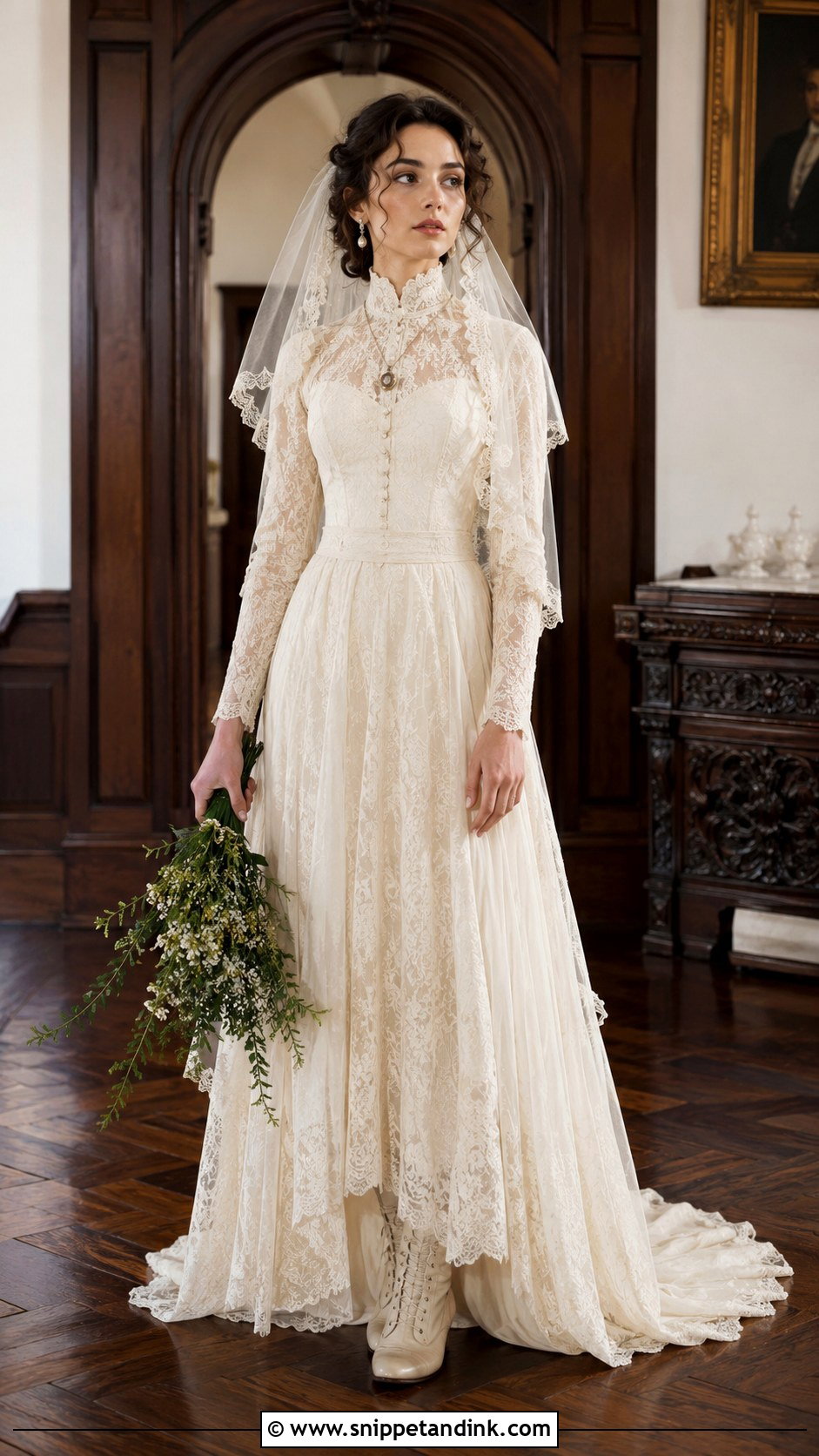 Ivory Victorian Dark Academia Wedding Dress - Snippet and Ink - 20 Dark Academia Wedding Dress Ideas
