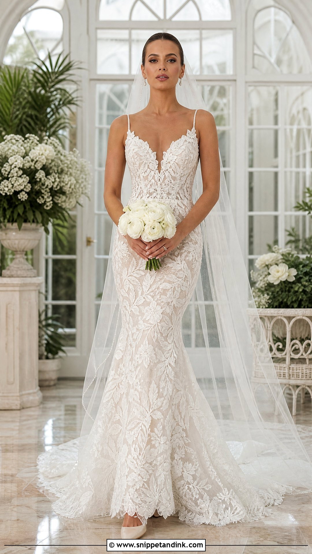 Ivory Vine Lace Mermaid Wedding Dress - Snippet and Ink - 20 Wedding Dress with Vines Ideas