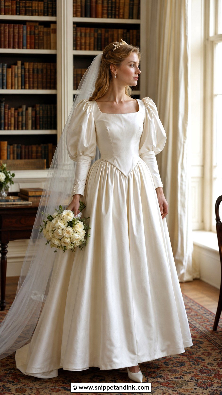 Ivory Vintage Wedding Dress With Puff Sleeves - Snippet and Ink - 20 Ivory Wedding Dress with Sleeves