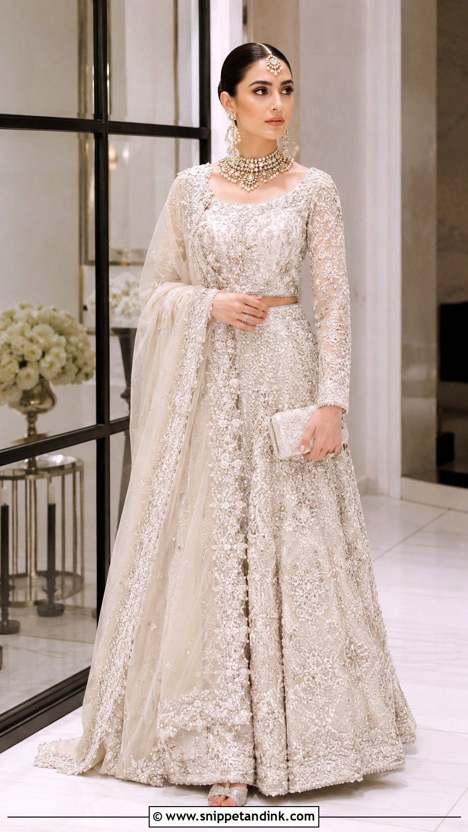 Ivory Walima Bridal Lehenga - Snippet and Ink - 30 Walima Bridal Look Ideas