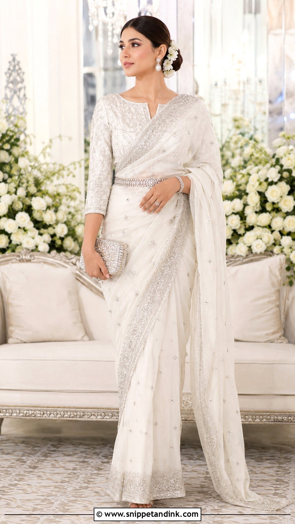 Ivory Walima Bridal Saree - Snippet and Ink - 20 Walima Bridal Dress Ideas