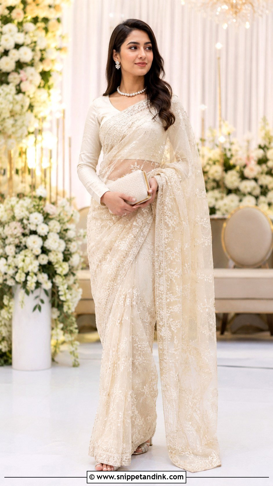 Ivory Walima Saree - Snippet and Ink - 25 Walima Outfit Ideas