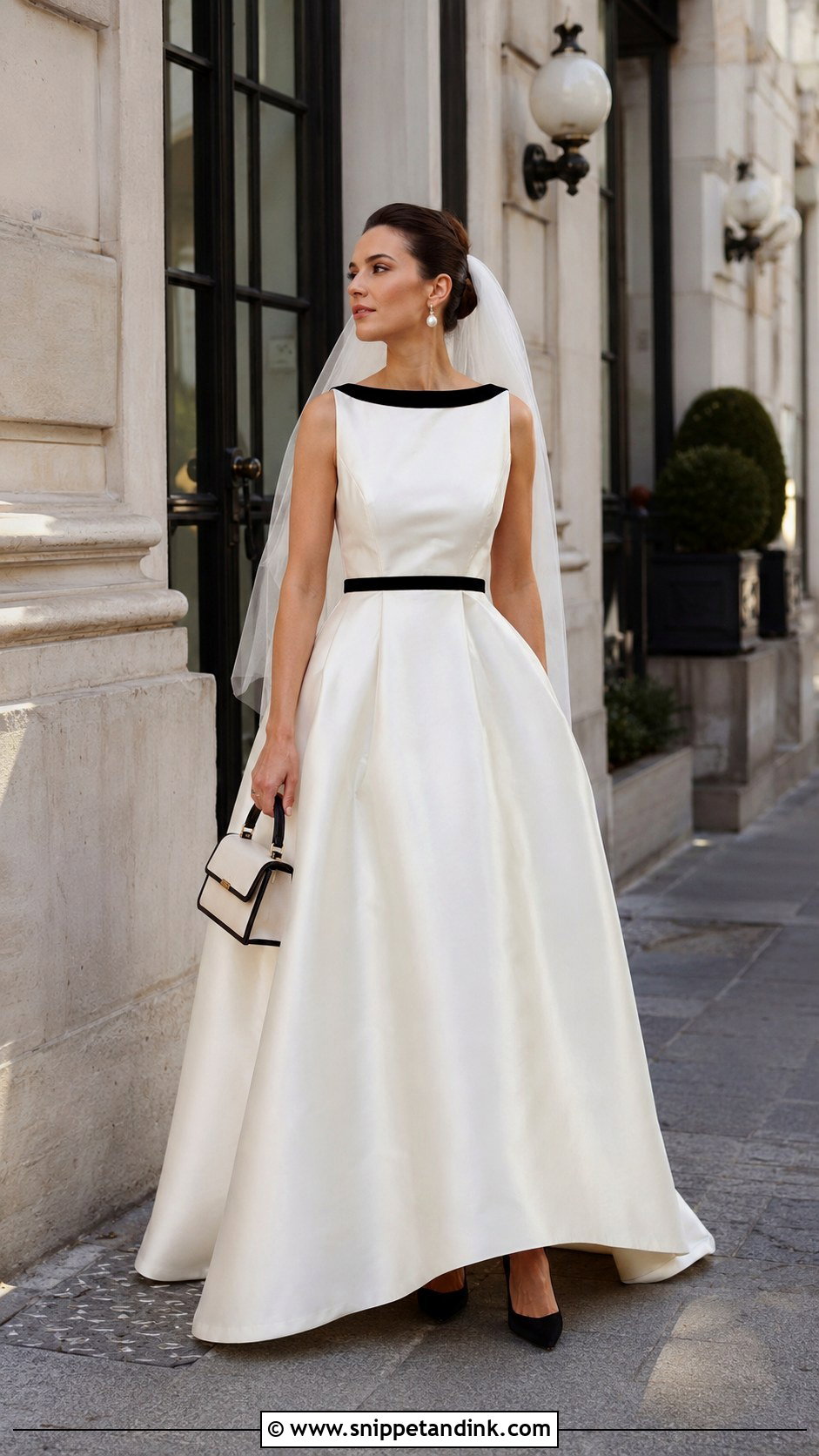 Ivory Wedding Dress With Black Velvet Trim - Snippet and Ink - 20 Unique Vintage Elegant Wedding Dresses