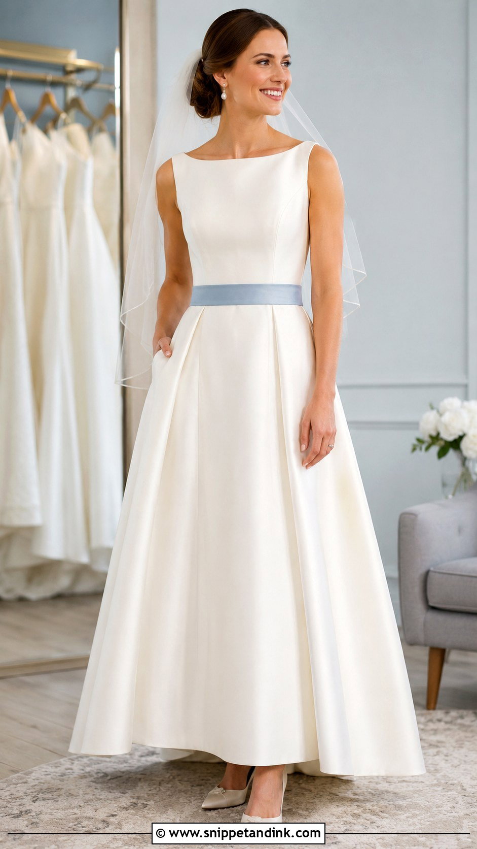 Ivory Wedding Dress With Blue Sash - Snippet and Ink - 25 Wedding Dress with Blue Accents Ideas