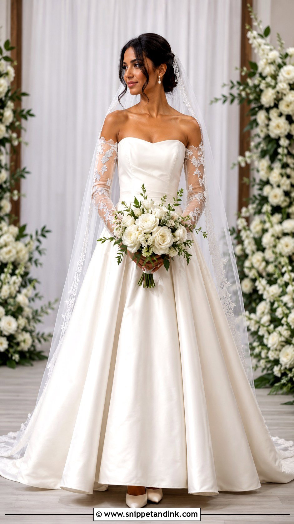 Ivory Wedding Gown With Detachable Sleeves - Snippet and Ink - 20 Ivory Wedding Gown Ideas