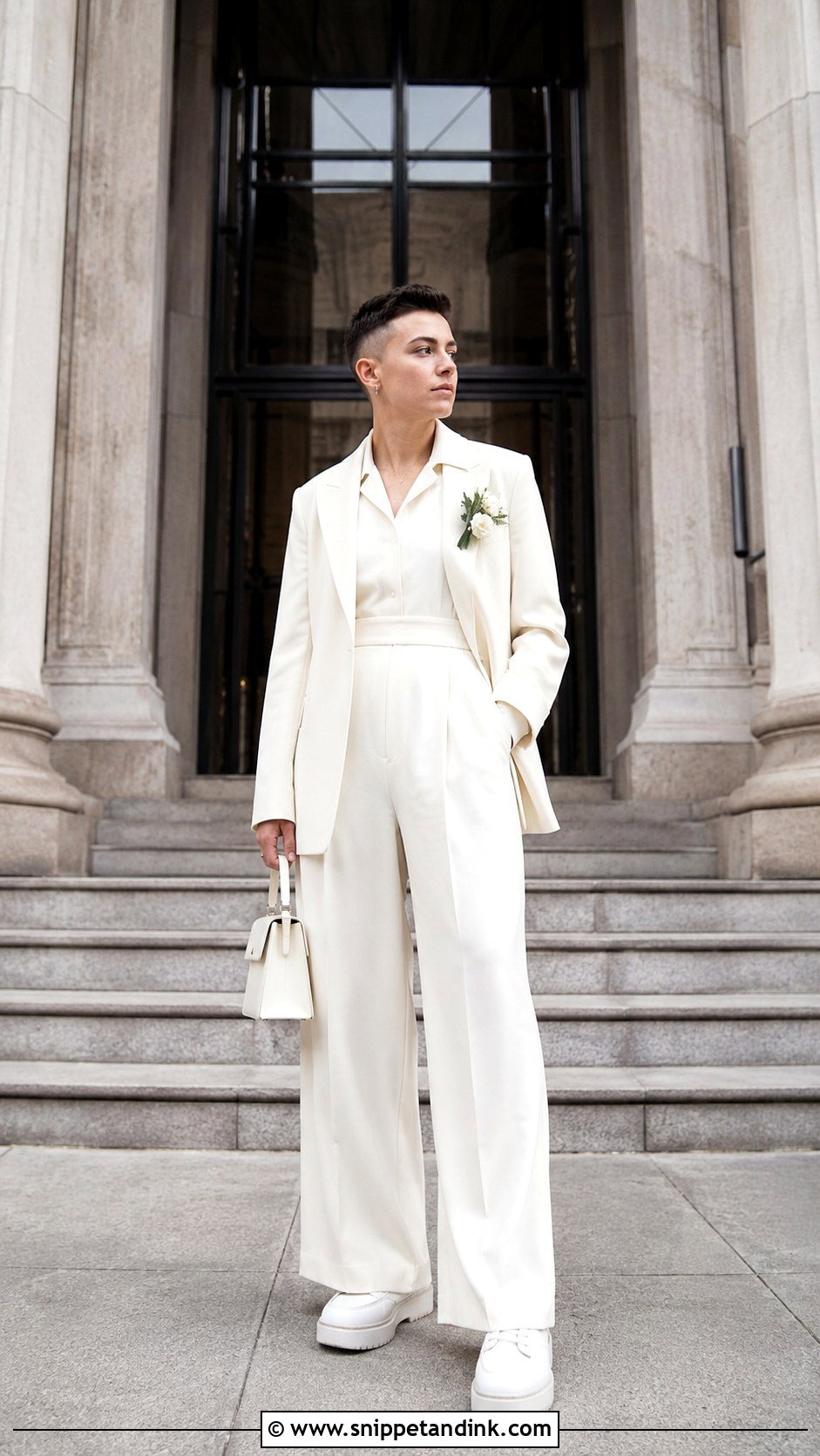 Ivory Wedding Jumpsuit With Blazer - Snippet and Ink - 20 Masc Wedding Dress Ideas