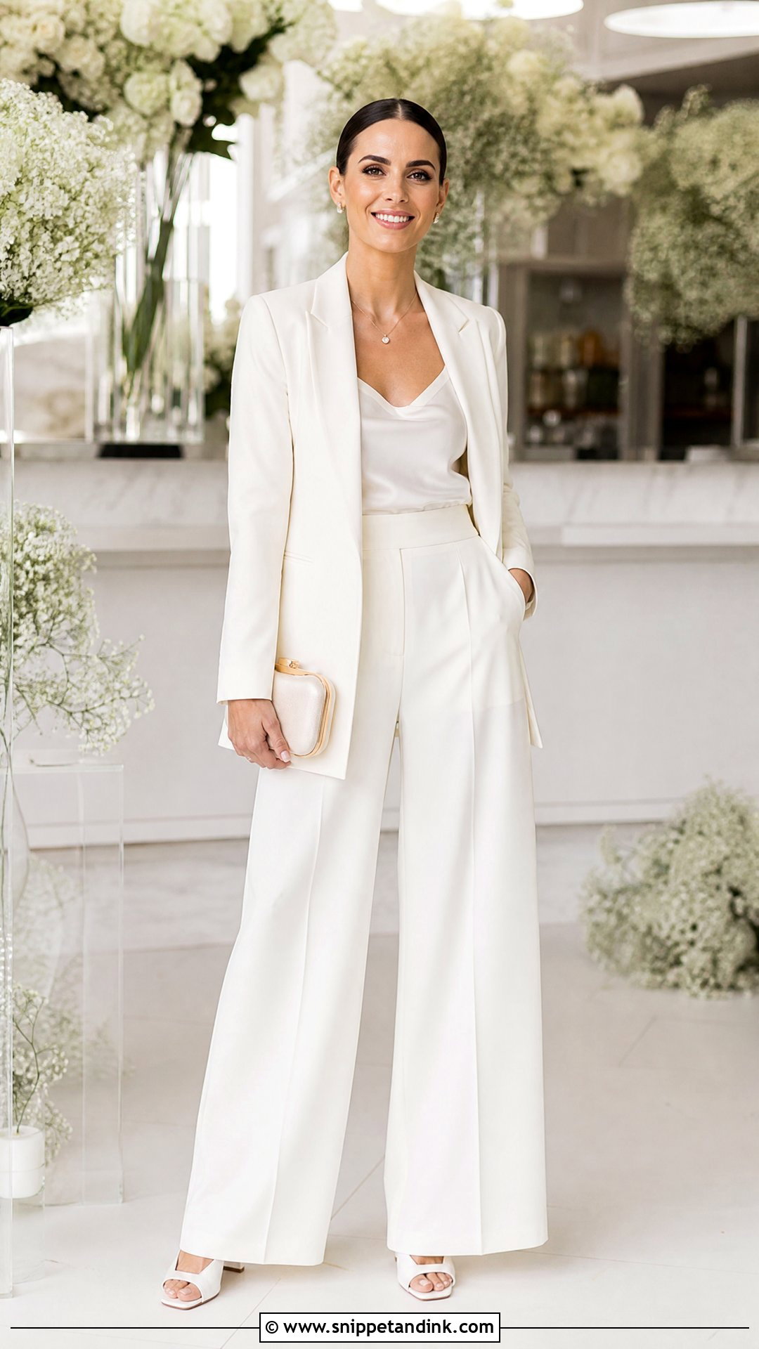 Ivory Wedding Pantsuit With Wide Leg Pants - Snippet and Ink - 25 Wedding Pantsuit the Bride Ideas