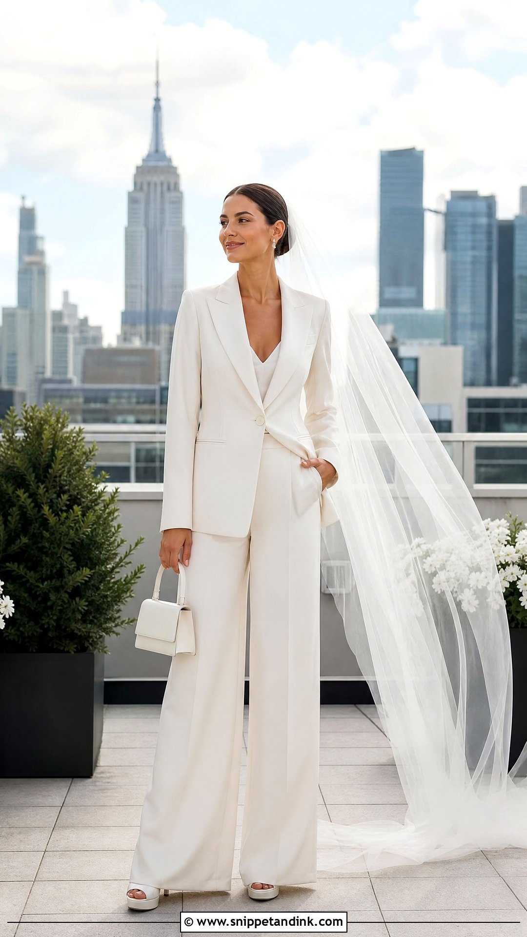 Ivory Wide Leg Bridal Suit - Snippet and Ink - 20 Suit Wedding Dresses