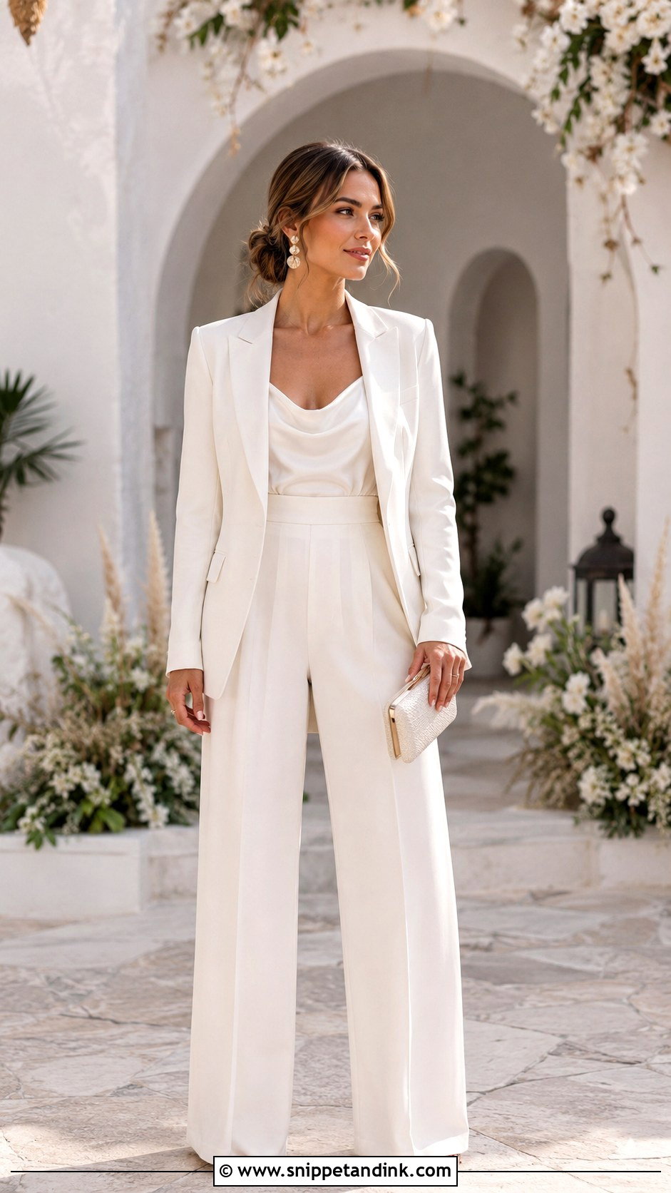 Ivory Wide Leg Wedding Dress Pantsuit - Snippet and Ink - 20 Wedding Dress Pantsuit Ideas