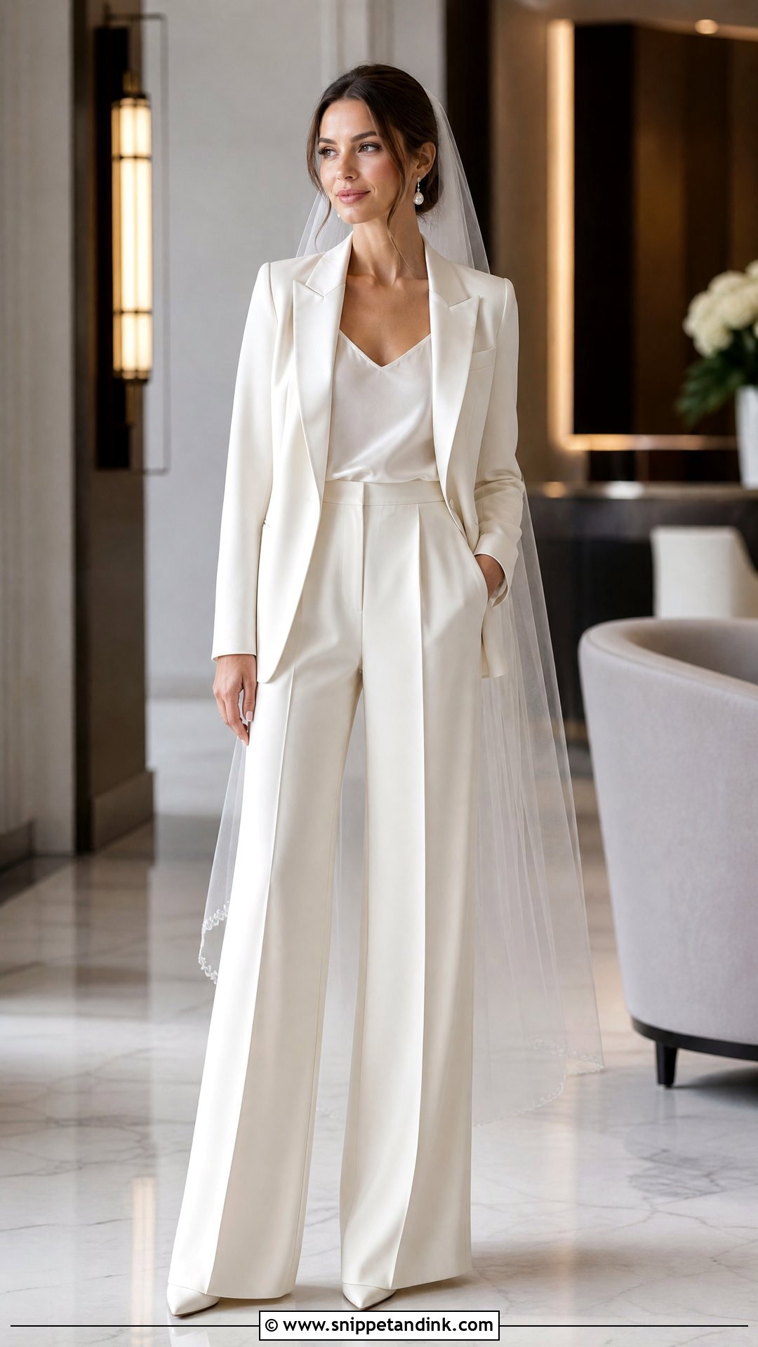Ivory Wide Leg Wedding Suit - Snippet and Ink - 20 Wedding Dress Suits for Bride