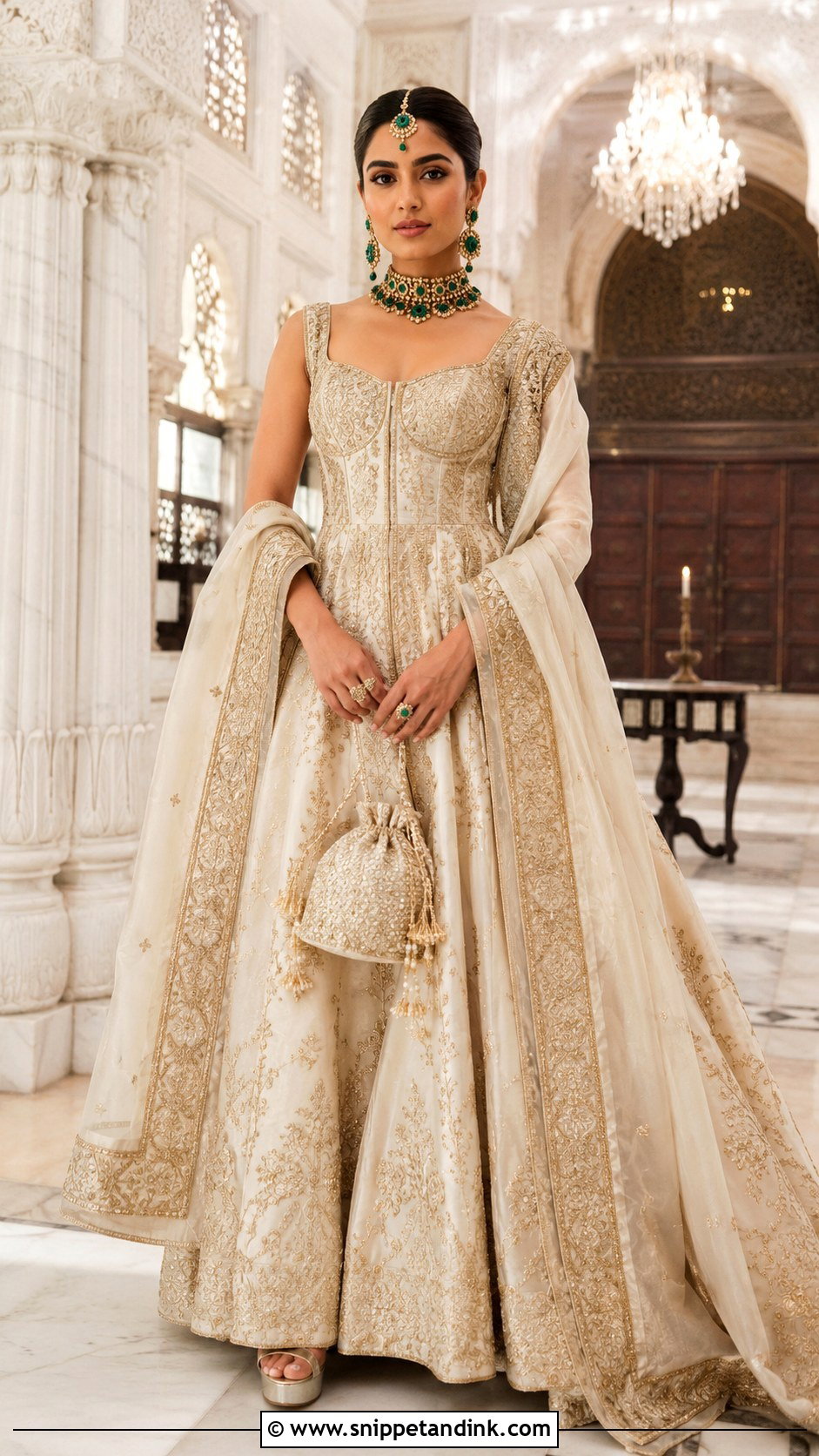 Ivory Zardozi Indian Wedding Gown - Snippet and Ink - 20 Indian Wedding Gown Ideas