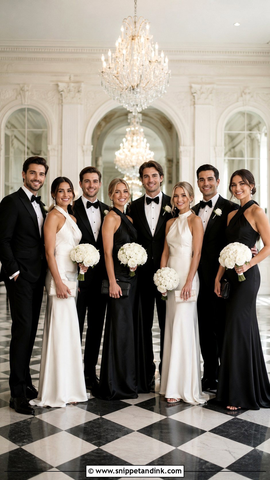 Ivory and Black Black Tie Bridal Party - Snippet and Ink - 20 Black Tie Bridal Party Ideas