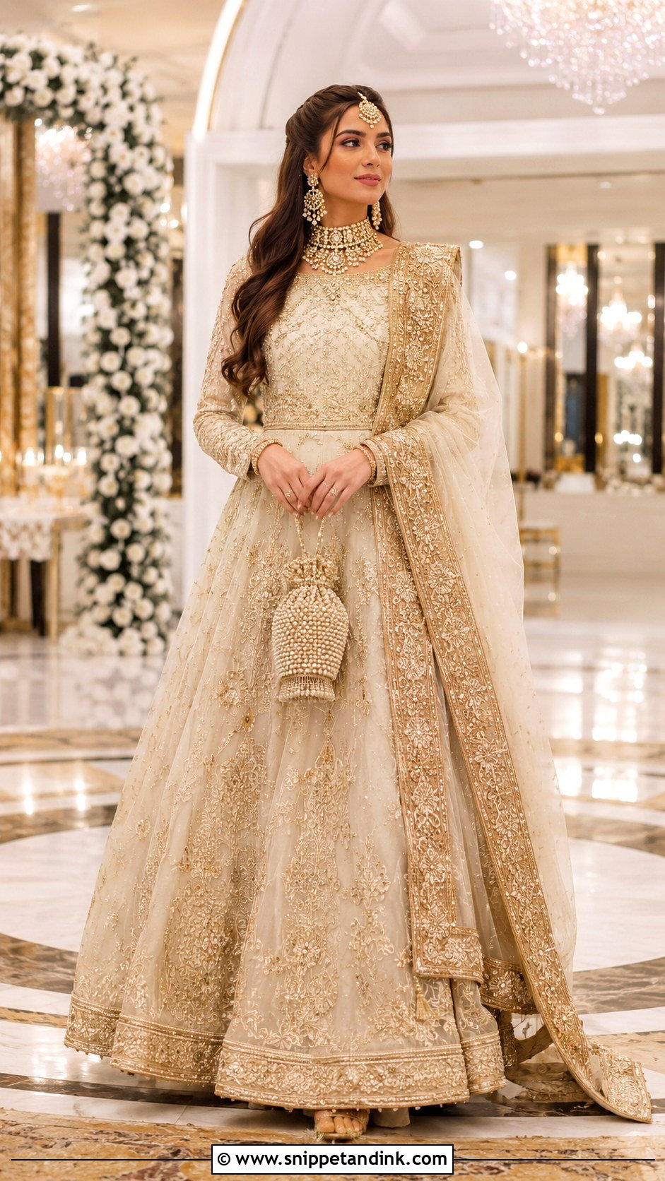Ivory and Gold Walima Maxi Dress - Snippet and Ink - 20 Bridal Walima Maxi Dress Pakistani Ideas