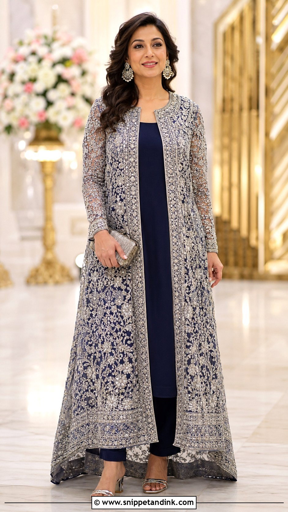Jacket Anarkali With Straight Pants For Indian Sangeet - Snippet and Ink - 20 Indian Sangeet Outfit Ideas