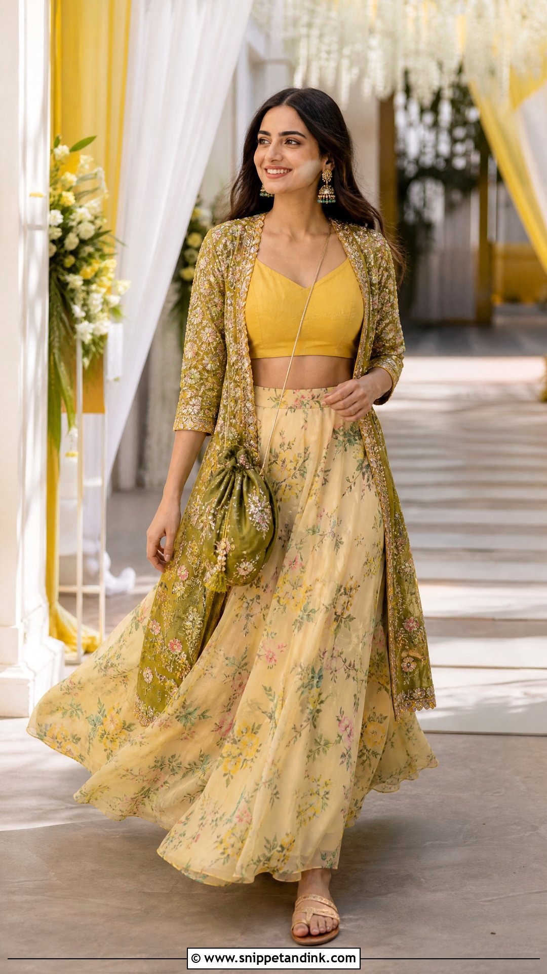 Jacket And Skirt Mehandi Outfit - Snippet and Ink - 20 Mehandi Ceremony Outfit Ideas