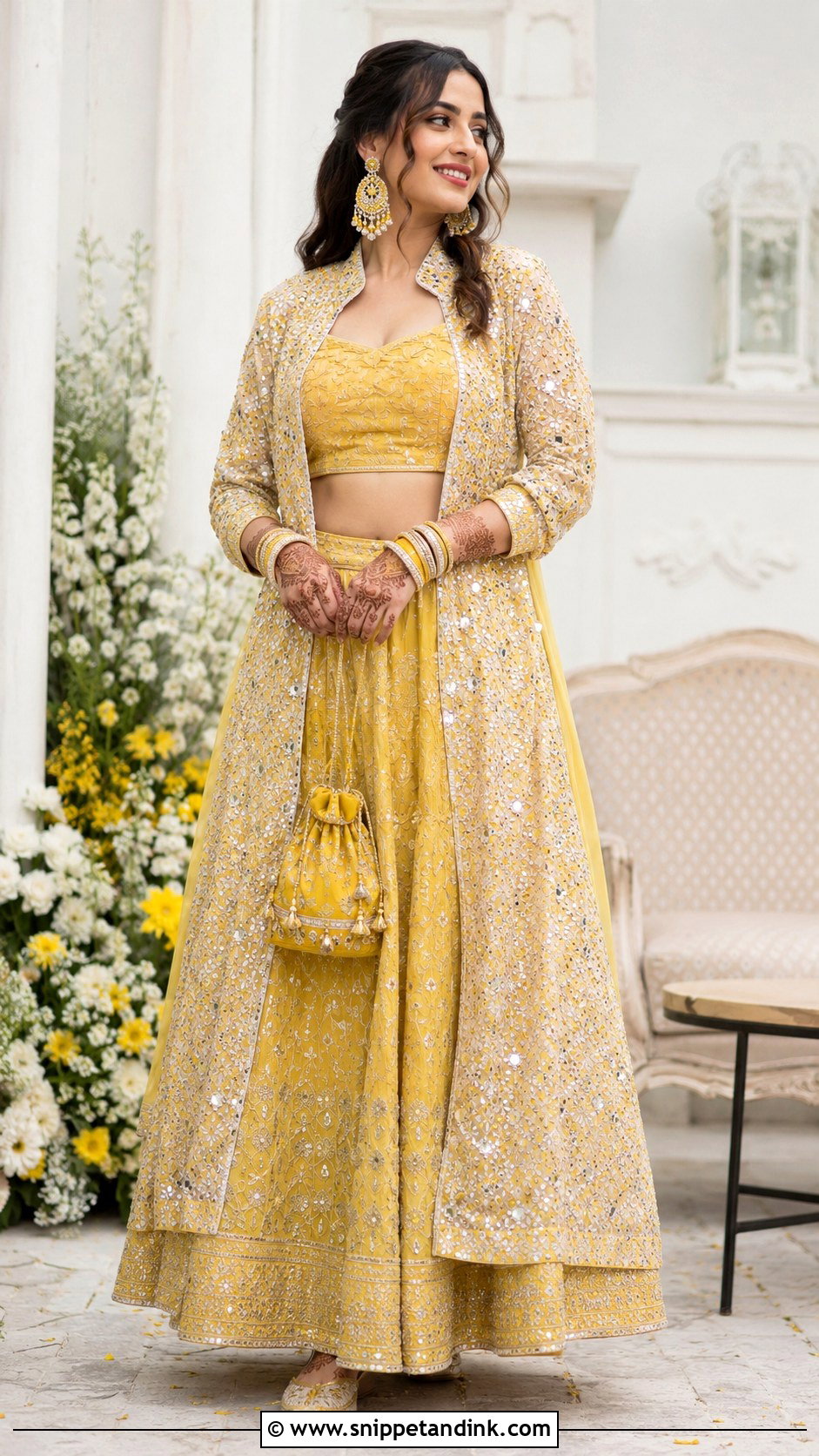 Jacket Bridal Mehndi Lehenga - Snippet and Ink - 30 Bridal Mehndi Dresses Ideas