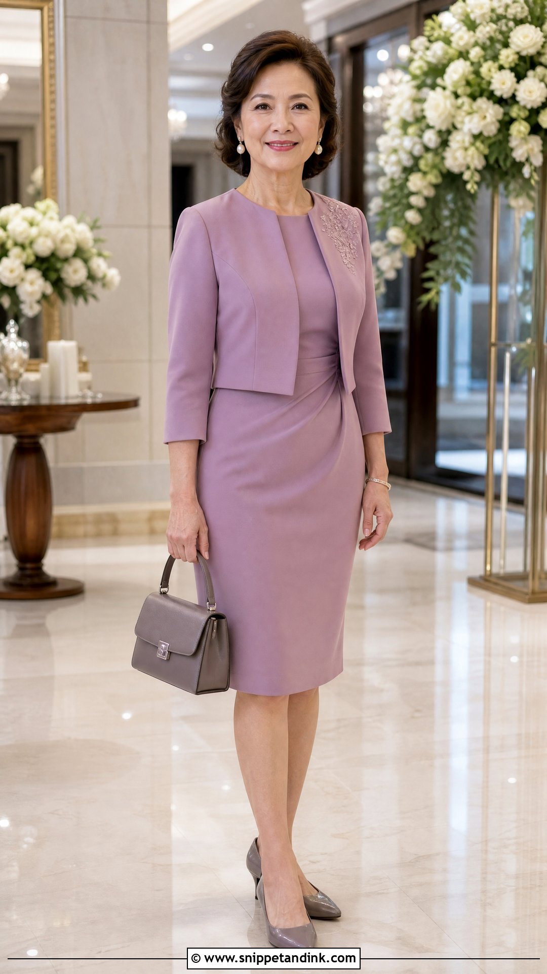 Jacket Dress Wedding Sponsor Outfit for Mature Women - Snippet and Ink - 20 Wedding Sponsors Outfit Ideas