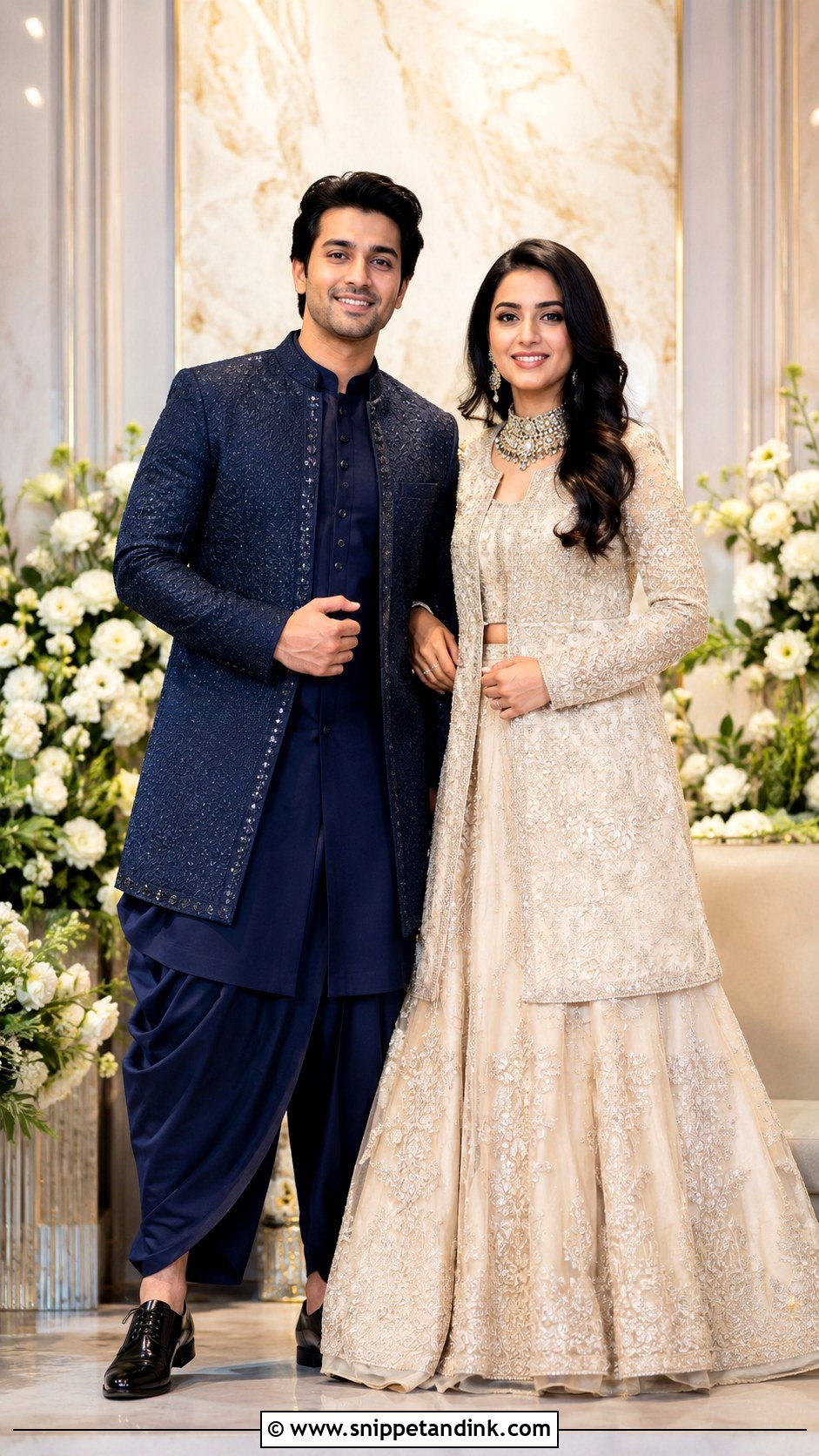 Jacket Lehenga And Layered Kurta - Snippet and Ink - 25 Indian Couple Ring Ceremony Dress Ideas