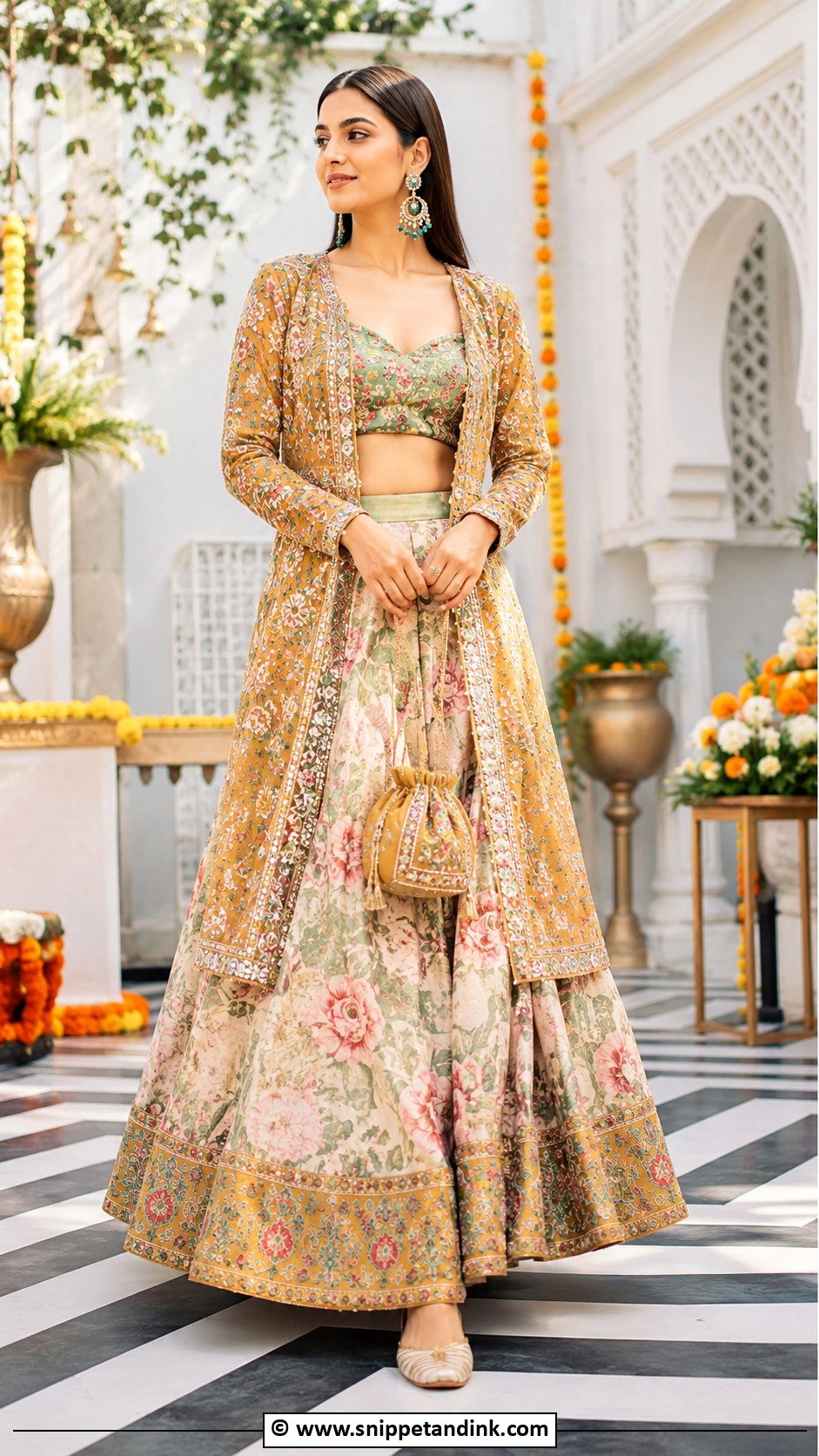 Jacket Lehenga For Mehandi Bride - Snippet and Ink - 30 Mehandi Outfits Brides