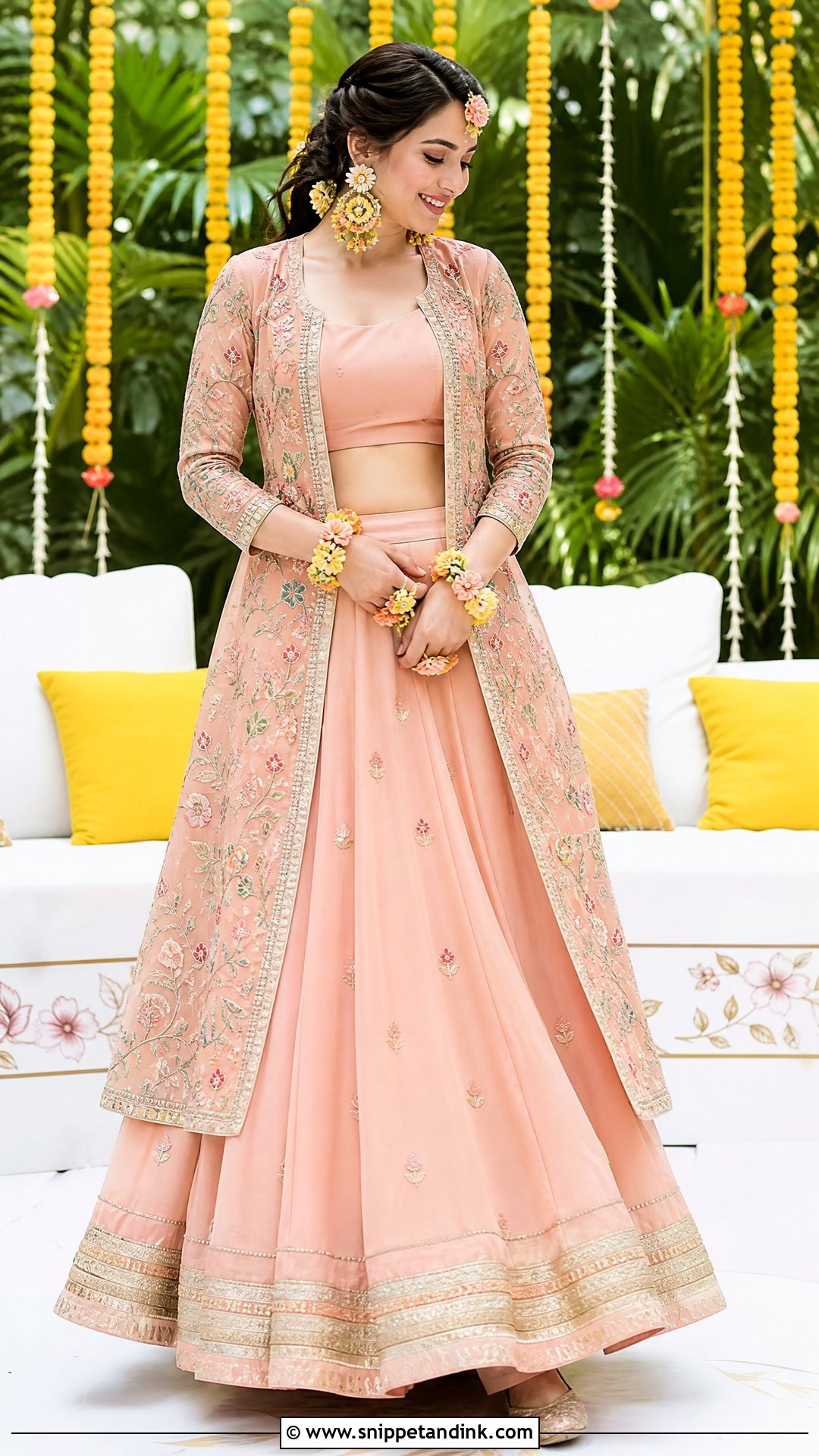 Jacket Lehenga For Mehendi Bride - Snippet and Ink - 25 Simple Mehendi Outfits for Bride