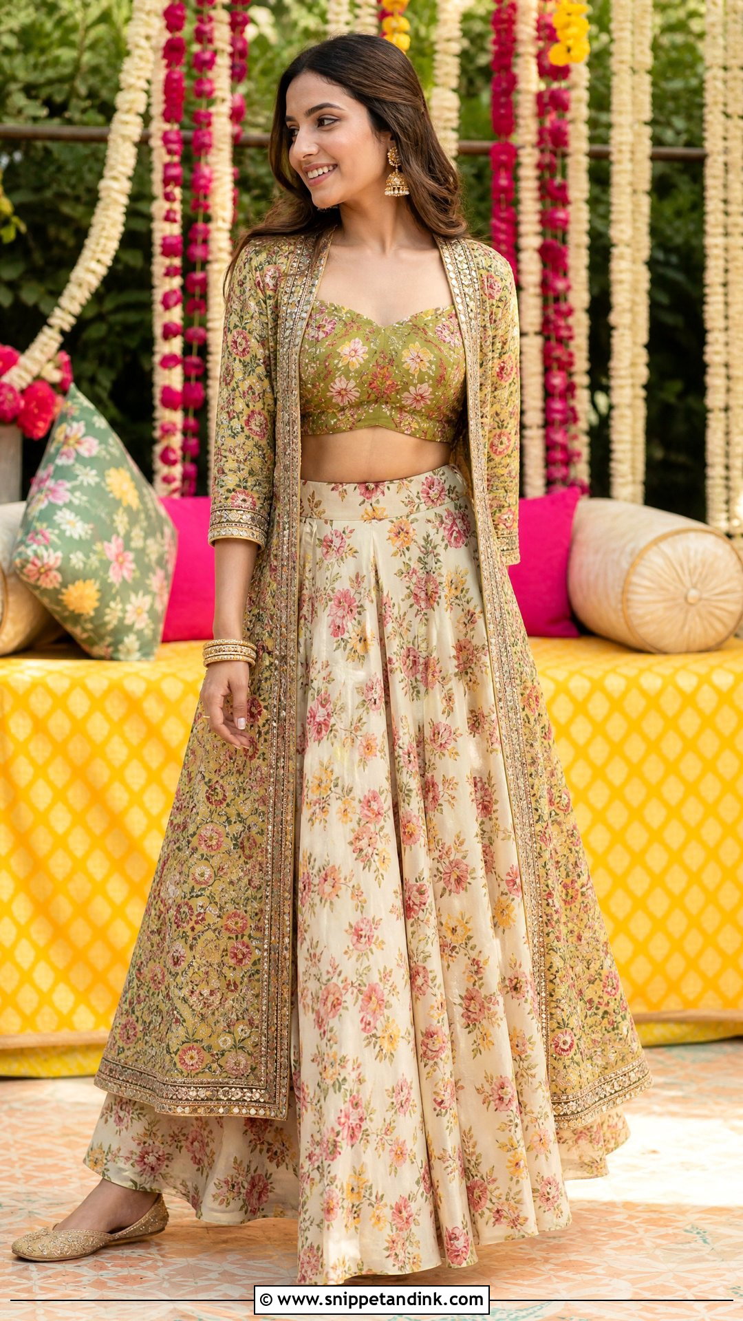 Jacket Lehenga For Mehendi Function - Snippet and Ink - 25 Mehendi Function Outfit Ideas