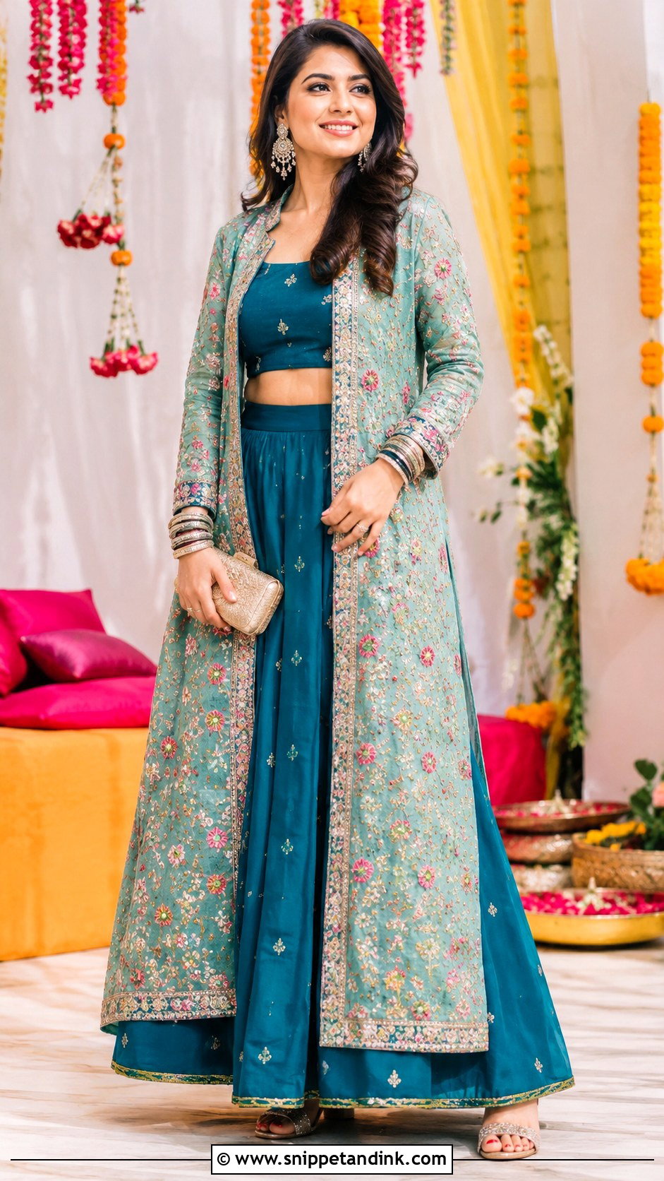 Jacket Lehenga For Mehndi Function - Snippet and Ink - 25 Mehndi Function Dress Ideas