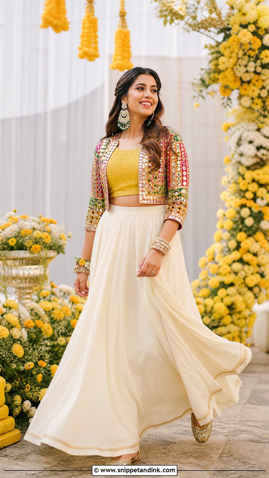 Jacket Lehenga Haldi Outfit - Snippet and Ink - 20 Unique Haldi Outfit for Bride Ideas