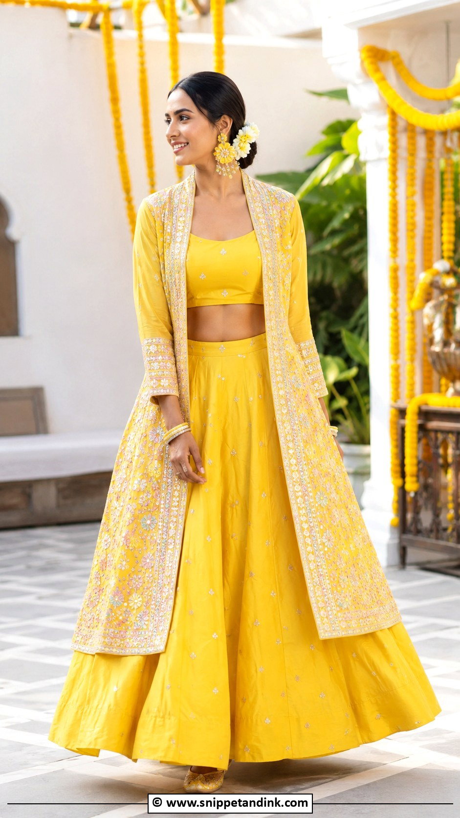 Jacket Lehenga Haldi Outfit For Bride - Snippet and Ink - 30 Haldi Outfit Ideas for Bride