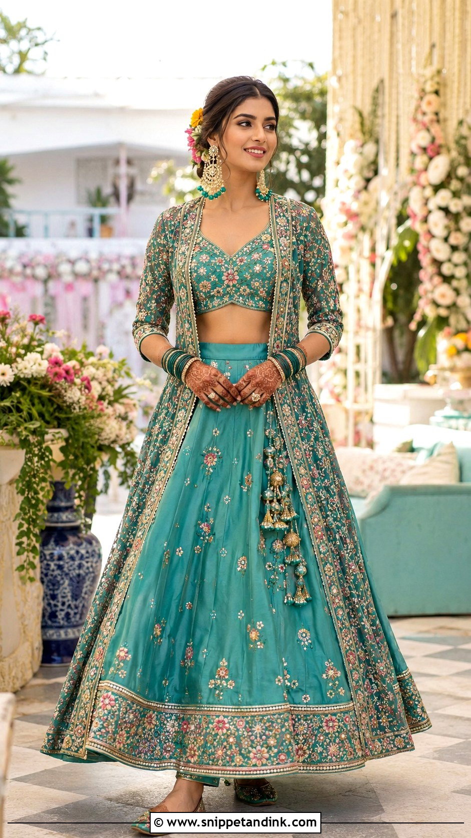 Jacket Lehenga Mehandi Outfit - Snippet and Ink - 25 Indian Bridal Mehandi Outfits Brides