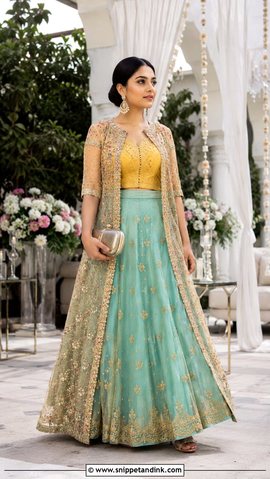 Jacket Lehenga Mehendi Dress - Snippet and Ink - 20 Dress for Mehendi Ideas
