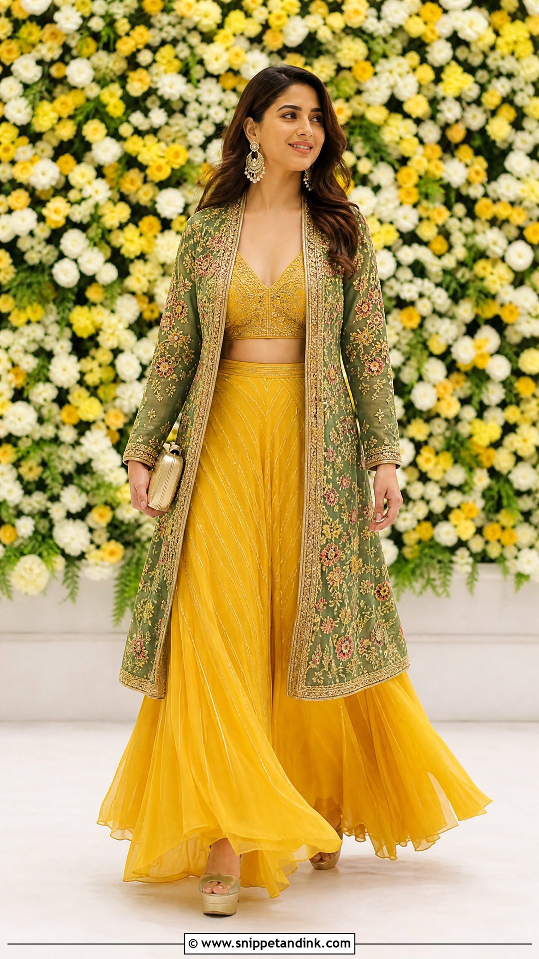 Jacket Lehenga Mehendi Outfit - Snippet and Ink - 25 Mehendi Night Outfit Ideas