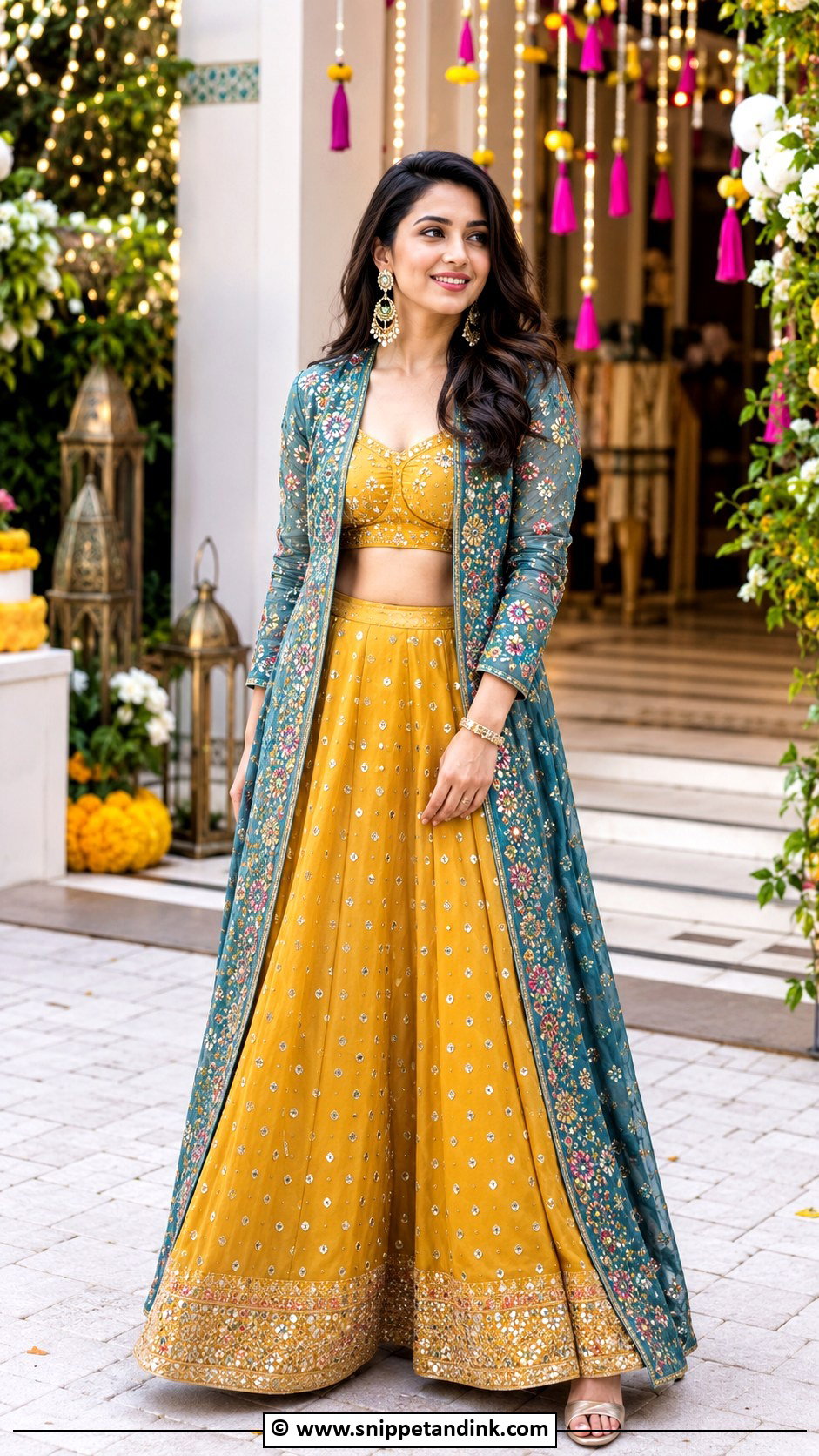 Jacket Lehenga Mehendi Outfit For Sister - Snippet and Ink - 30 Mehendi Outfits Sisters