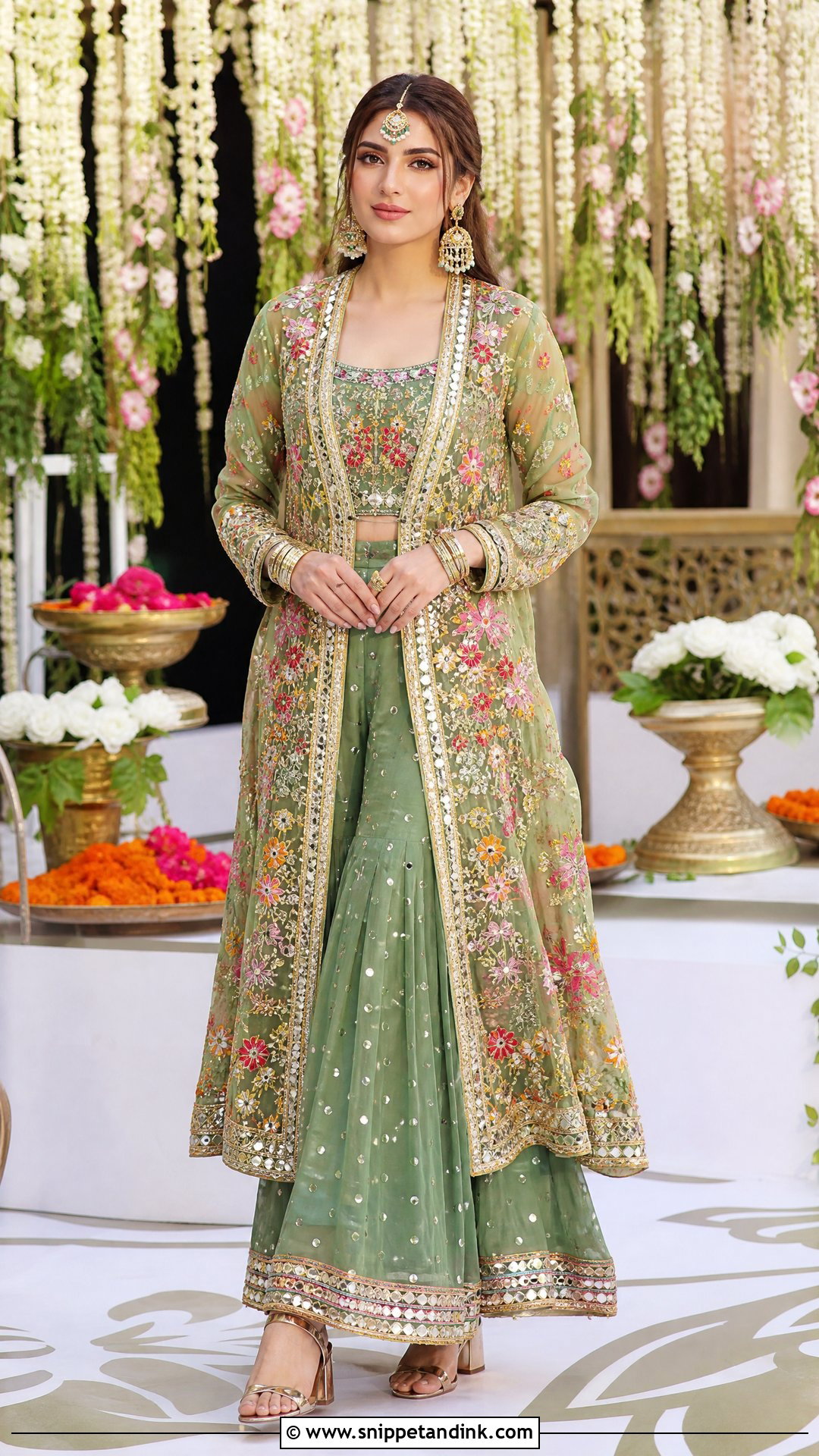 Jacket Lehenga Mehndi Bridal Outfit - Snippet and Ink - 20 Pakistani Mehndi Bridal Wear Ideas