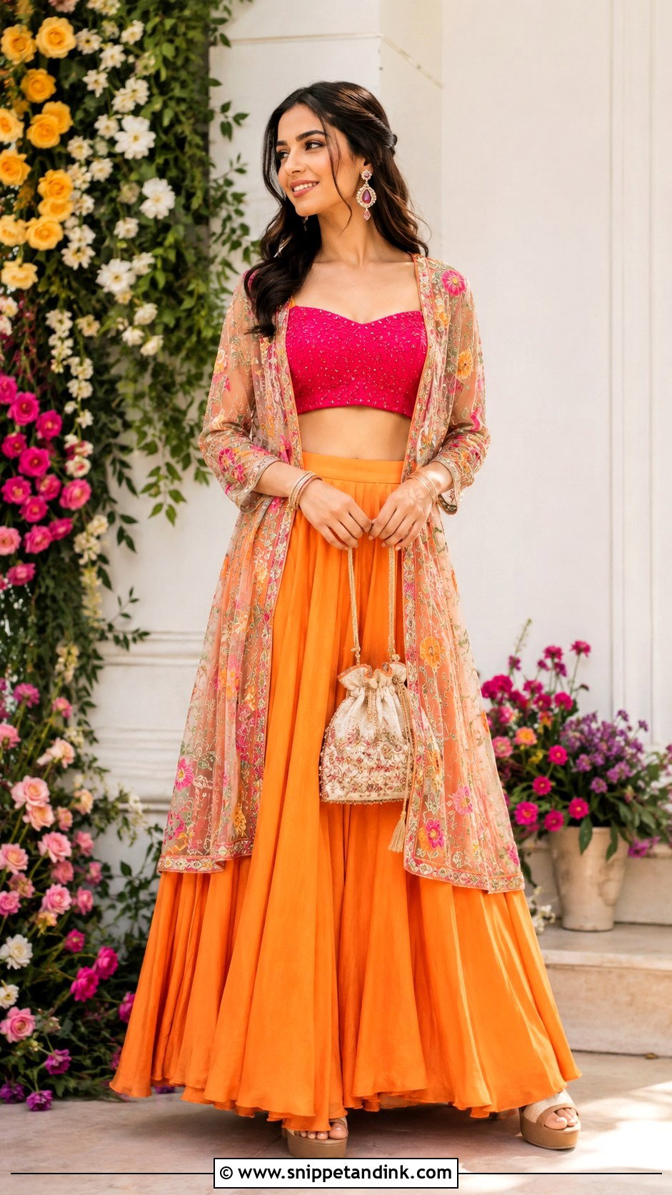 Jacket Lehenga Mehndi Dress - Snippet and Ink - 20 Mehndi Event Dresses