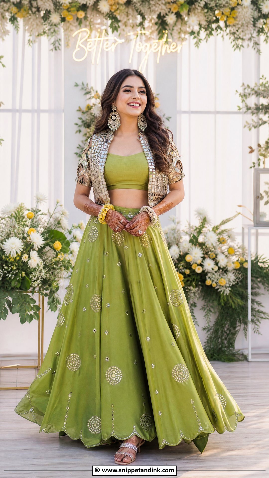 Jacket Lehenga Mehndi Dress For Bride - Snippet and Ink - 35 Mehndi Dress for Bride Ideas