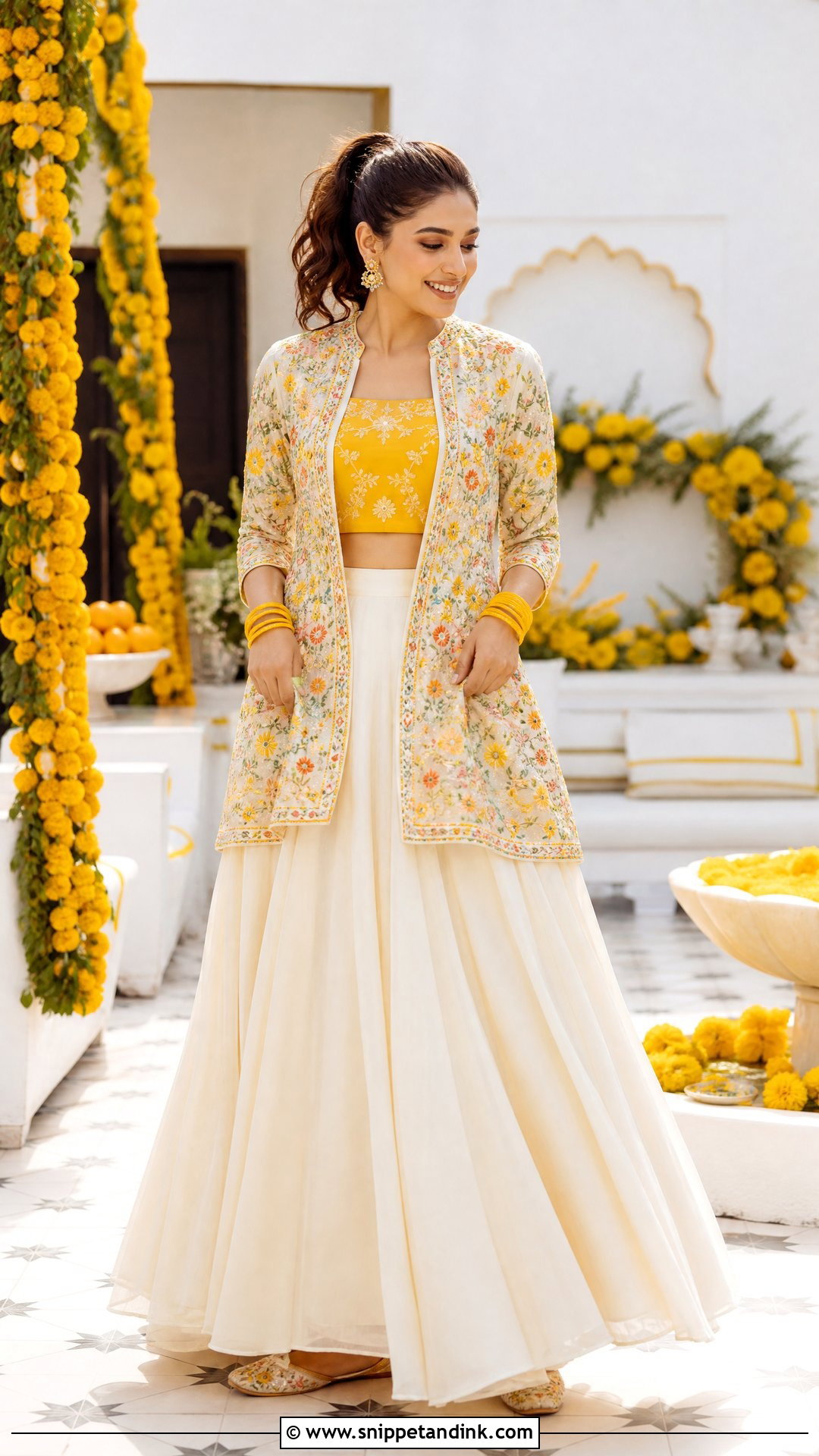 Jacket Lehenga for Haldi Ceremony - Snippet and Ink - 20 Haldi Ceremony Outfit for Sister Ideas