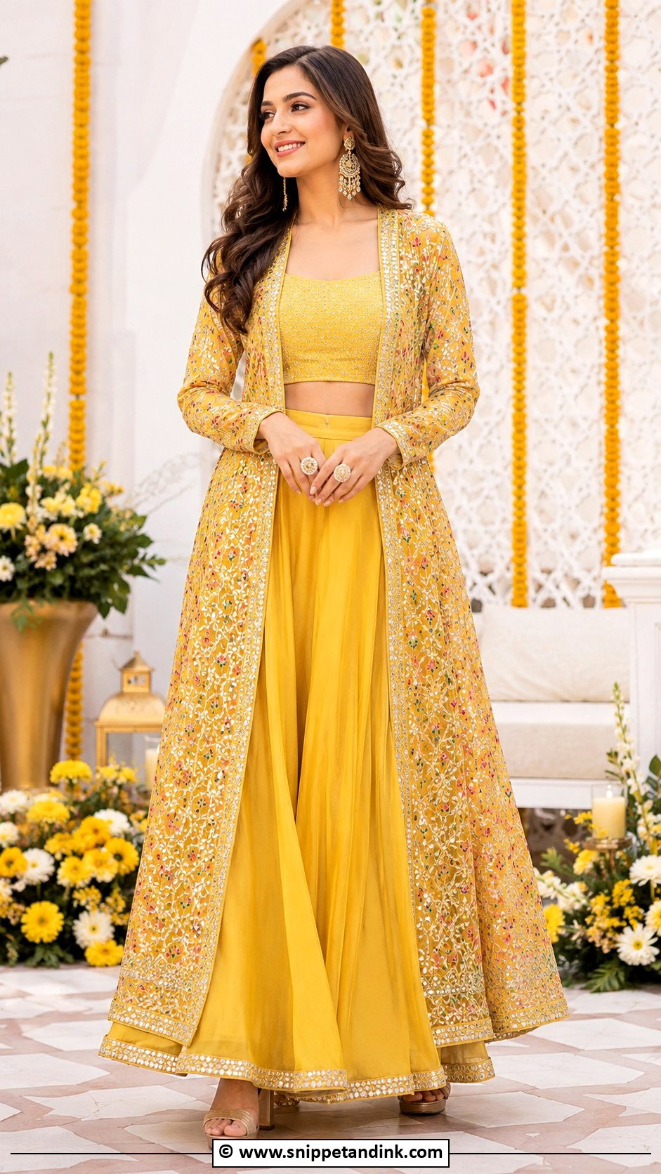 Jacket Mehandi Lehenga Outfit - Snippet and Ink - 30 Mehandi Outfits