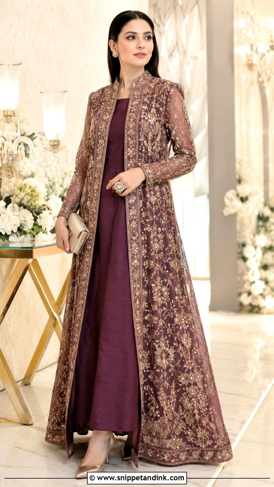 Jacket Style Long Frock for Wedding - Snippet and Ink - 20 Long Frock for Wedding Ideas