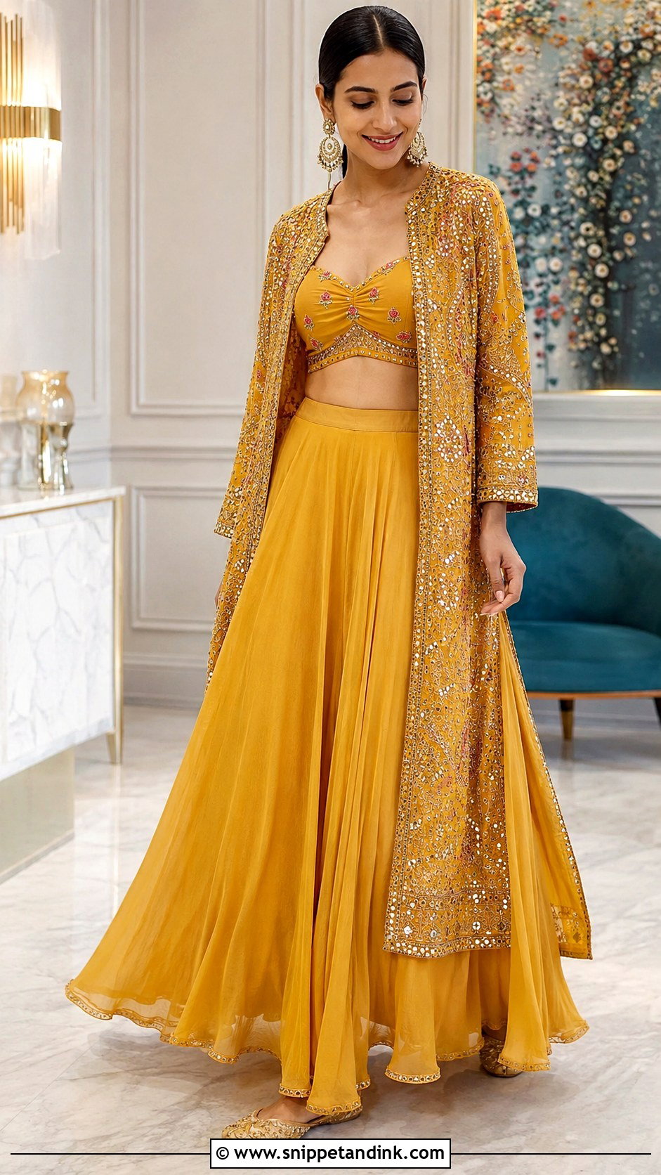 Jacket Style Mehendi Outfit - Snippet and Ink - 25 Mehendi Outfit Ideas for Bride