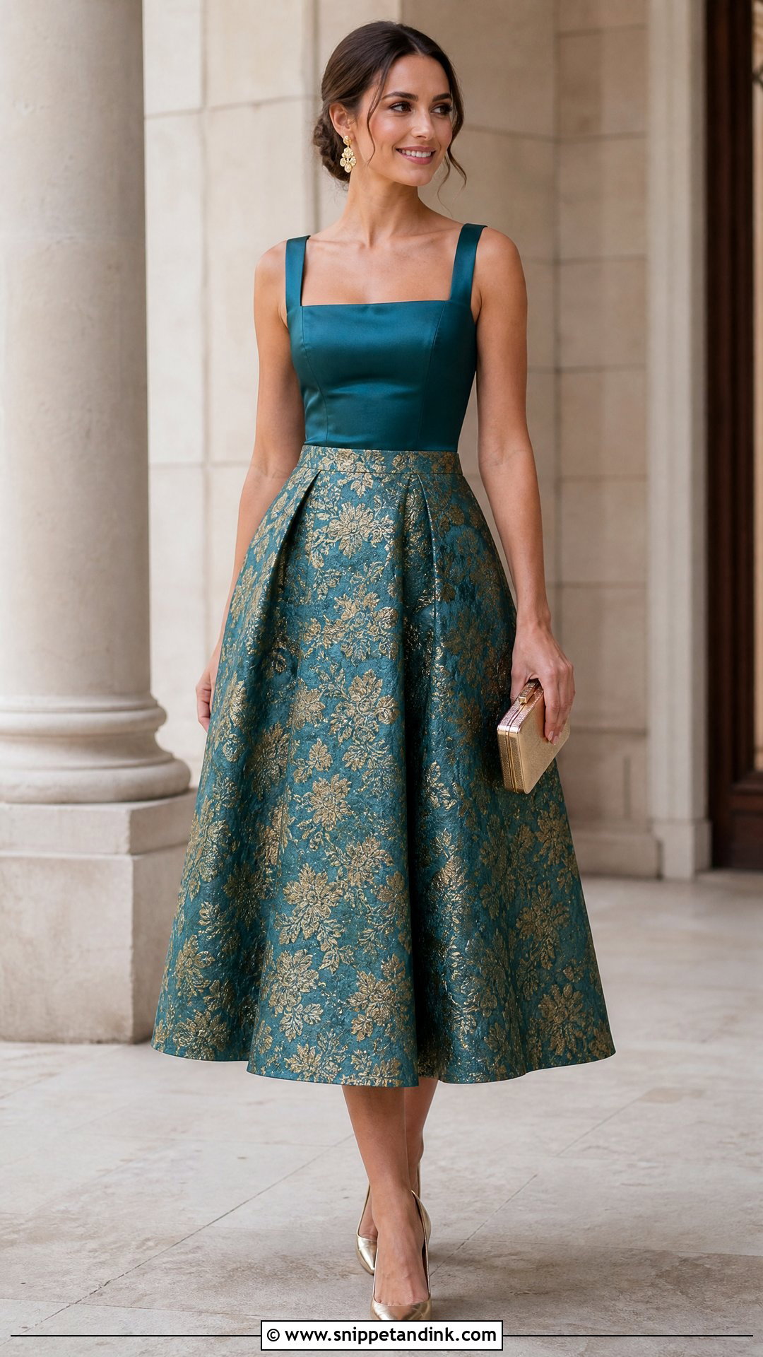 Jacquard A Line Skirt Wedding Outfit - Snippet and Ink - 20 Skirt Wedding Outfit Ideas