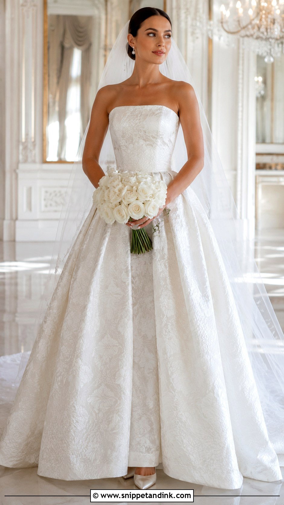 Jacquard Basque Waist Wedding Dress - Snippet and Ink - 20 Basque Waist Wedding Dresses