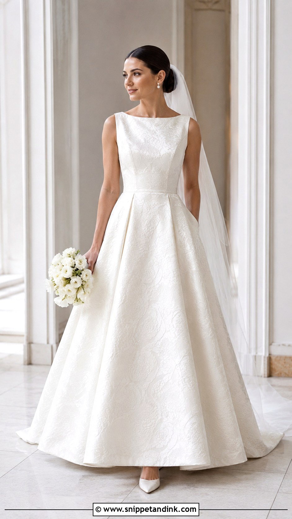 Jacquard Boatneck Wedding Dress - Snippet and Ink - 20 Boatneck Wedding Dresses