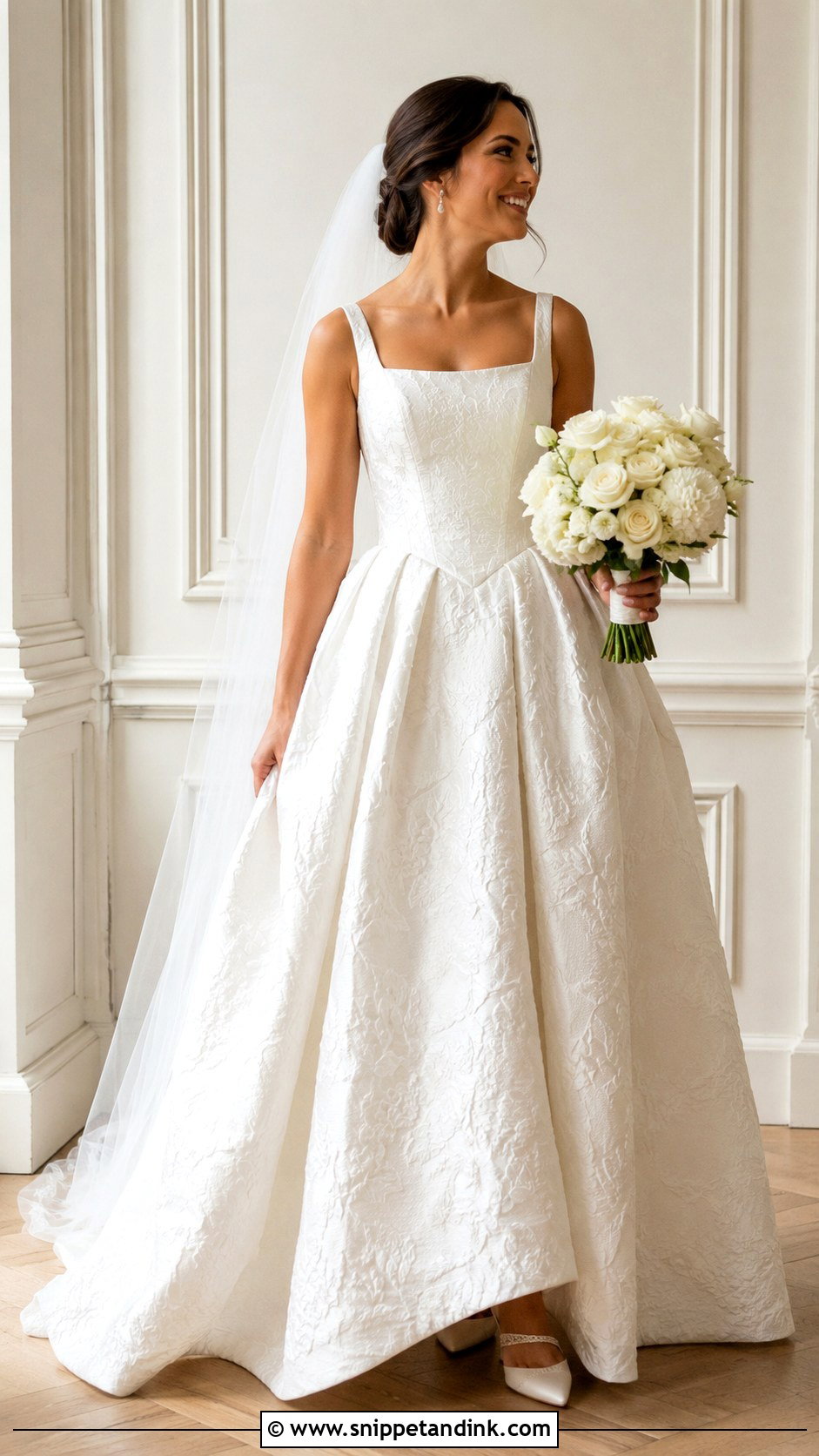Jacquard Corseted Wedding Dress - Snippet and Ink - 20 Corseted Wedding Dress Ideas