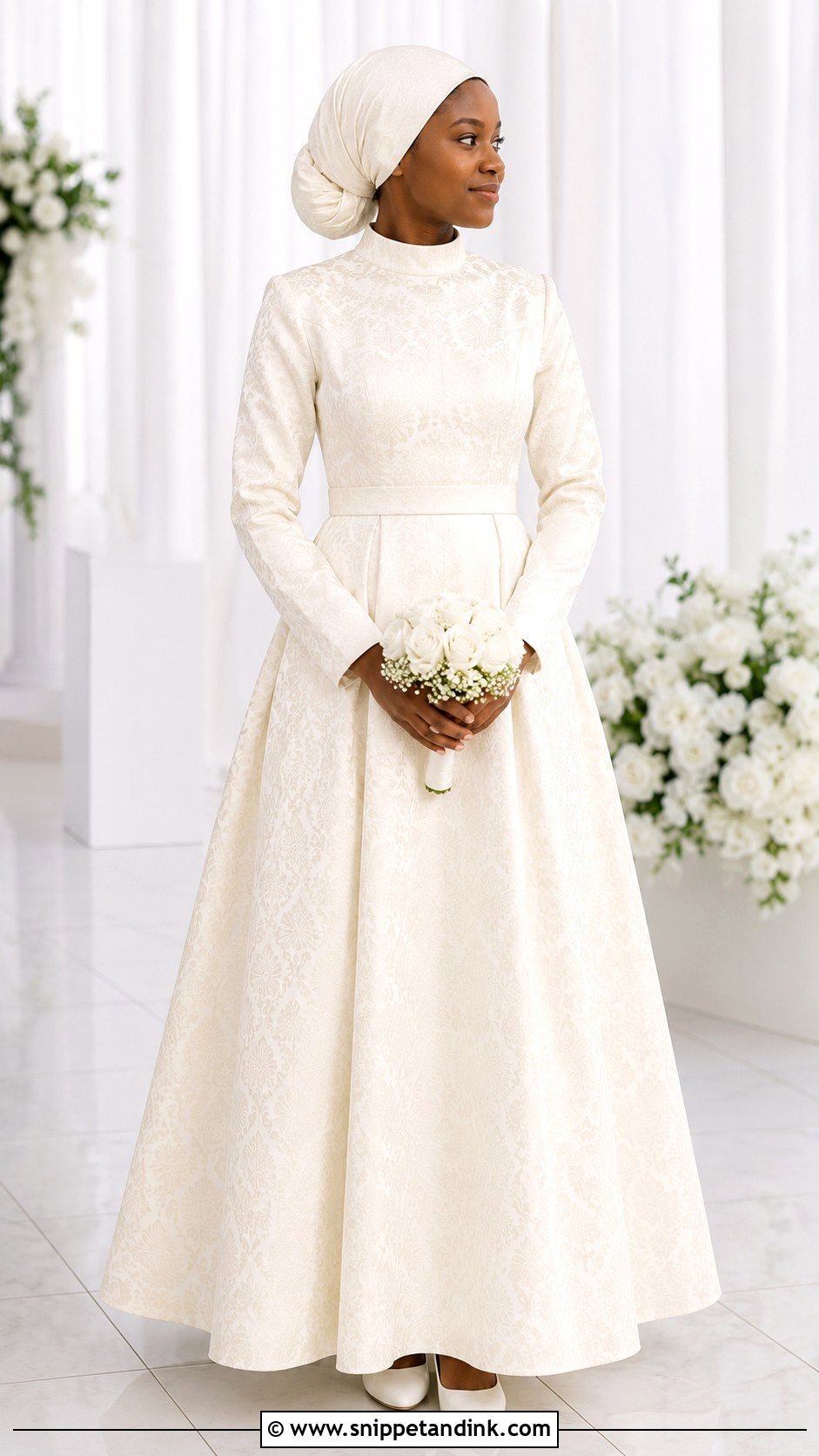 Jacquard Deeper Life Wedding Gown - Snippet and Ink - 20 Deeper Life Wedding Gowns