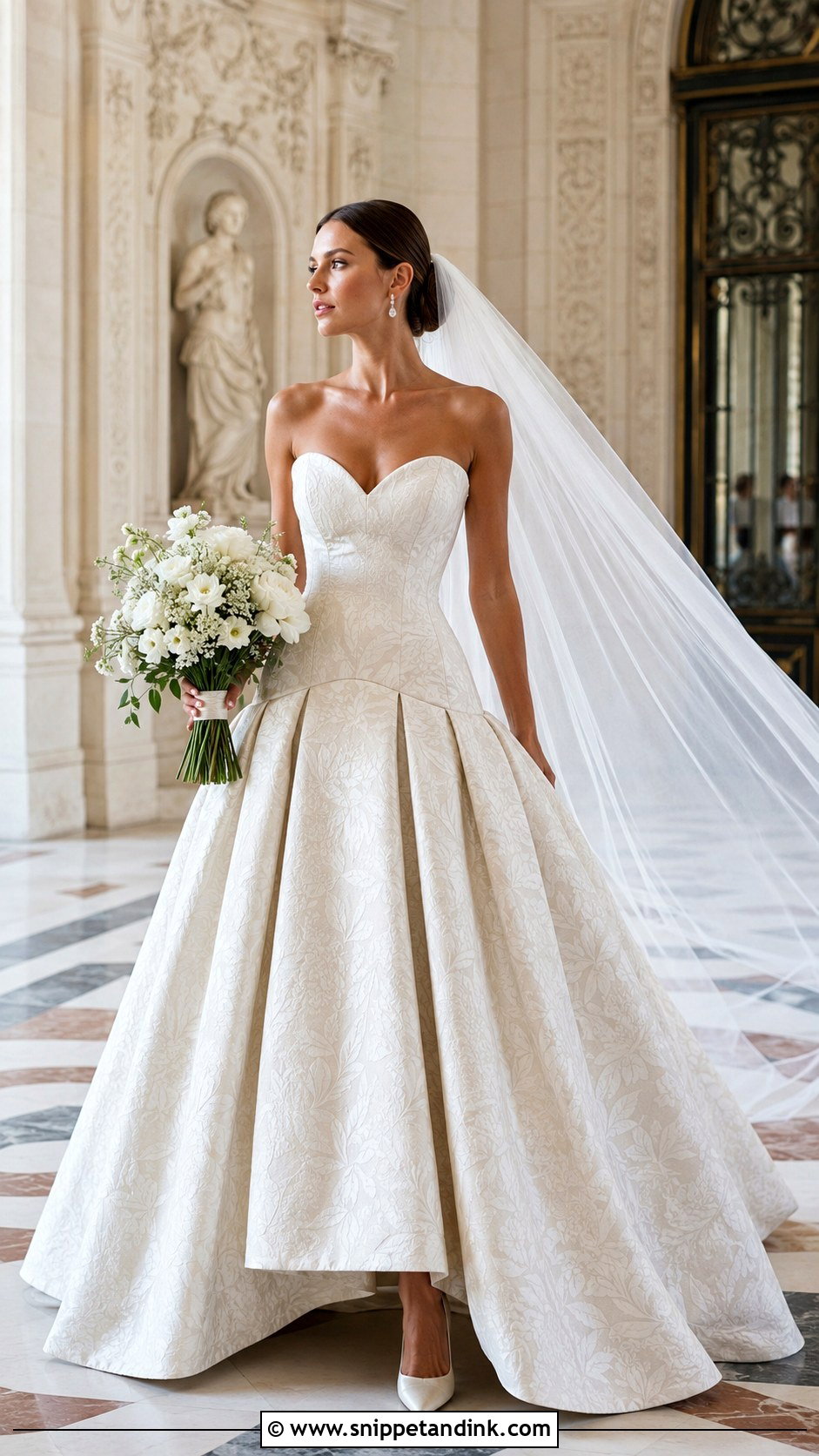 Jacquard Drop Waist Princess Wedding Dress - Snippet and Ink - 20 Drop Waist Princess Wedding Dress Ideas