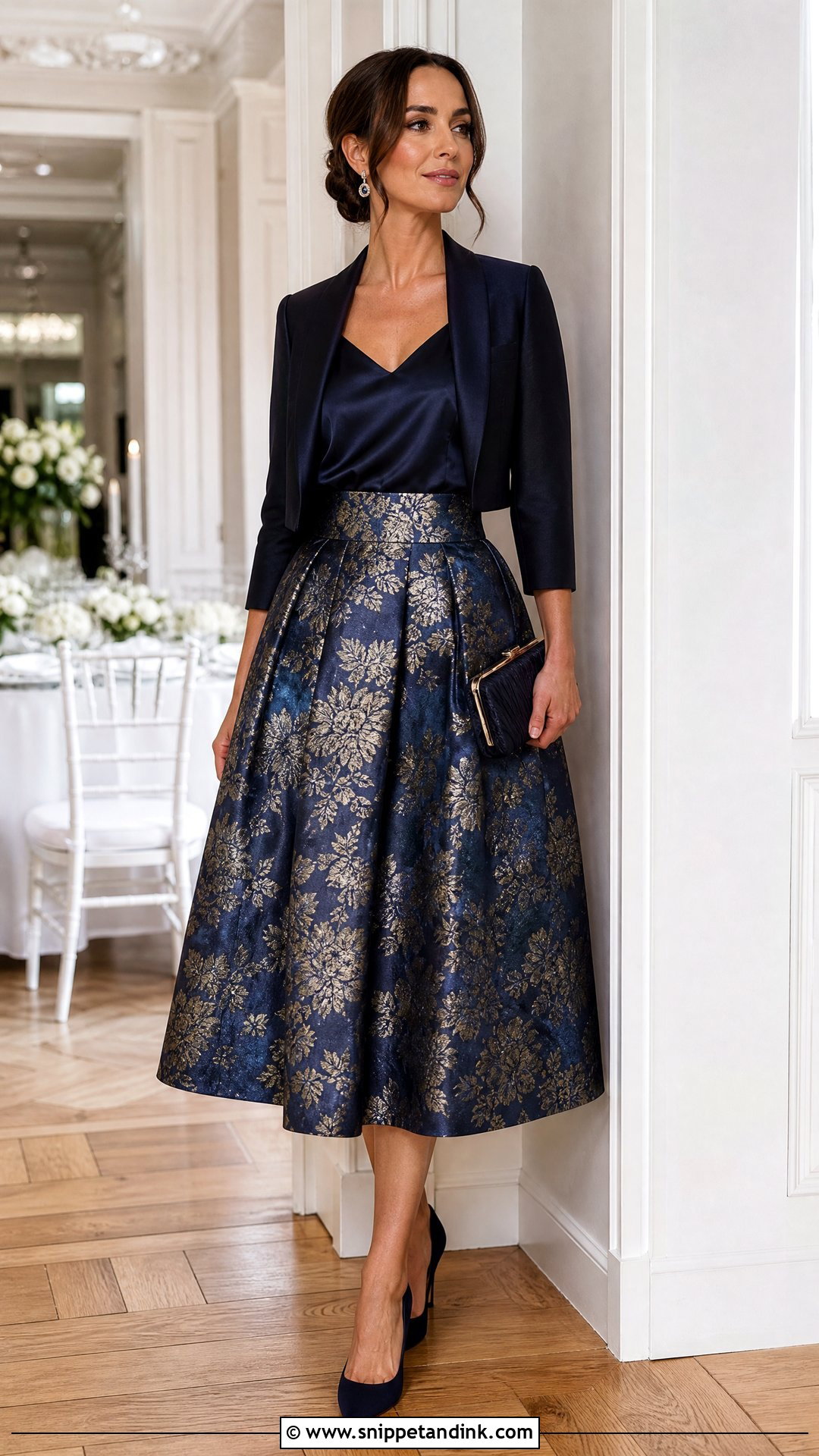 Jacquard Midi Skirt Wedding Outfit - Snippet and Ink - 20 Skirts for Wedding Ideas