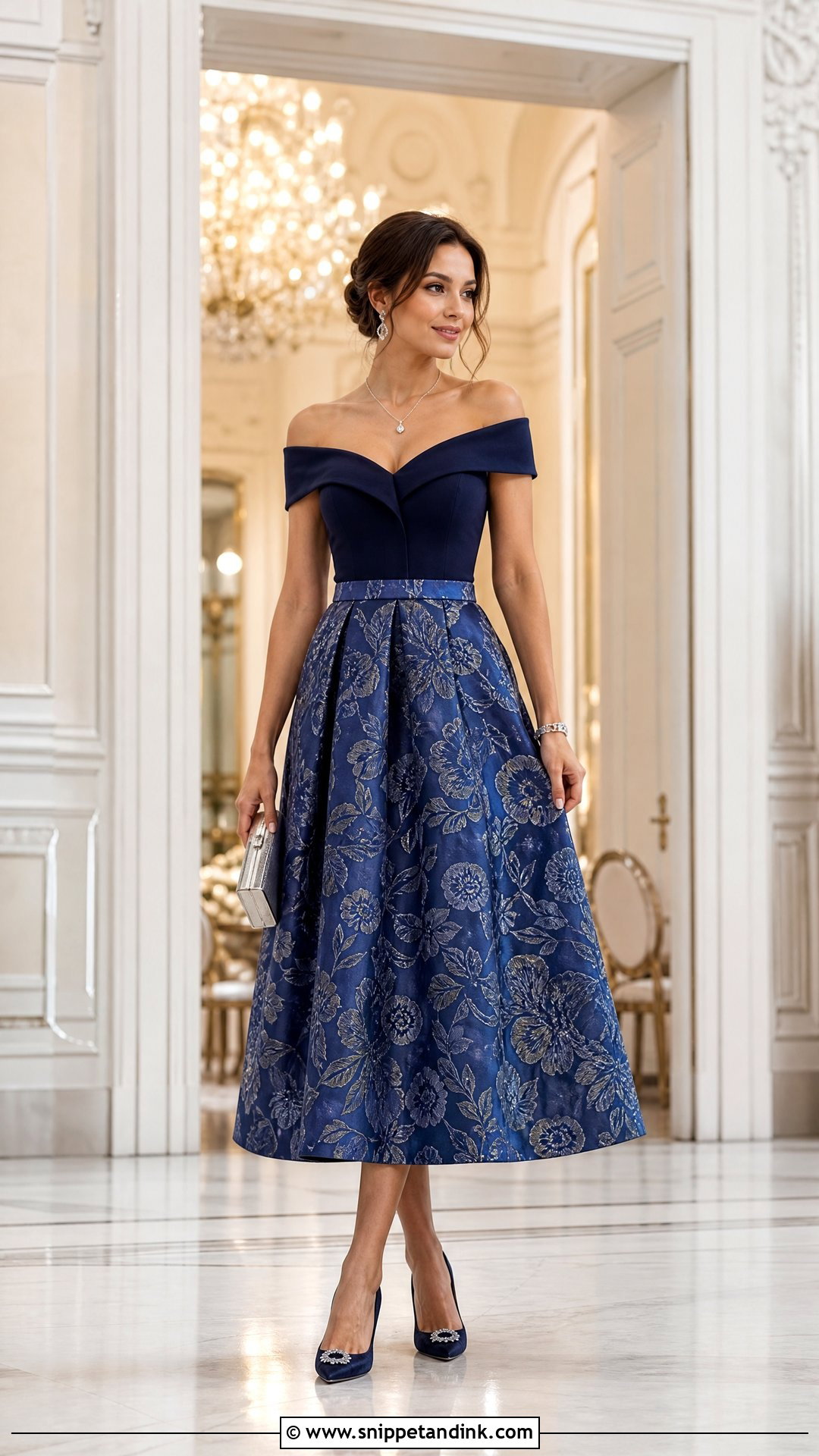Jacquard Skirt and Off Shoulder Top Wedding Outfit - Snippet and Ink - 20 Skirt and Top Wedding Outfits